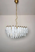 Mid-Century Murano Chandelier | Punto di Luce |  56 Alabaster White Poliedri Glass