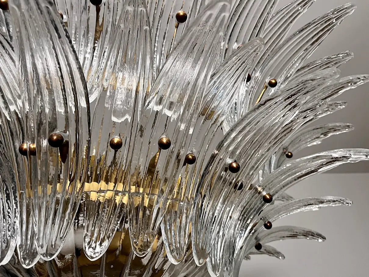 Mid-Century Murano Chandelier | Punto di Luce |  82 Clear Palmette Glass