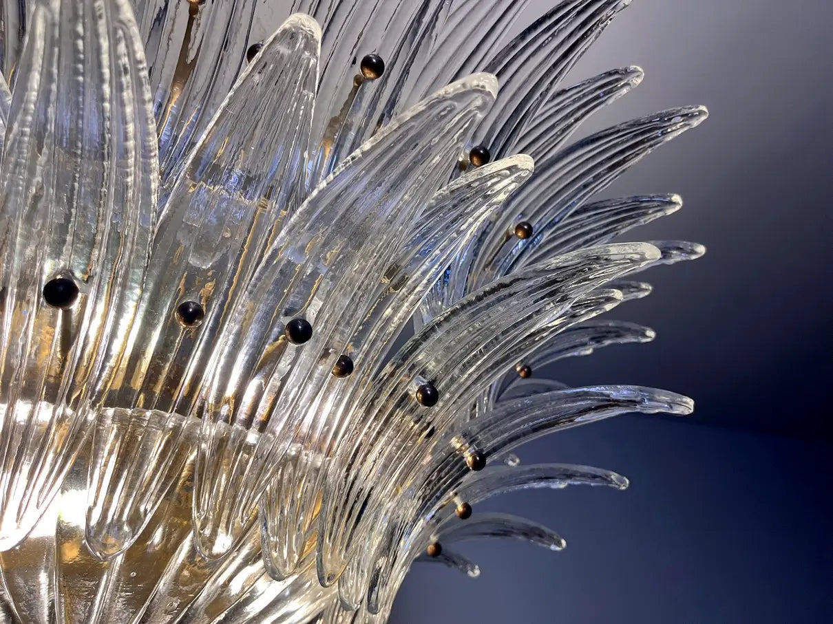 Murano-Kronleuchter aus der Mitte des Jahrhunderts | Punto di Luce | 82 Klares Palmettenglas