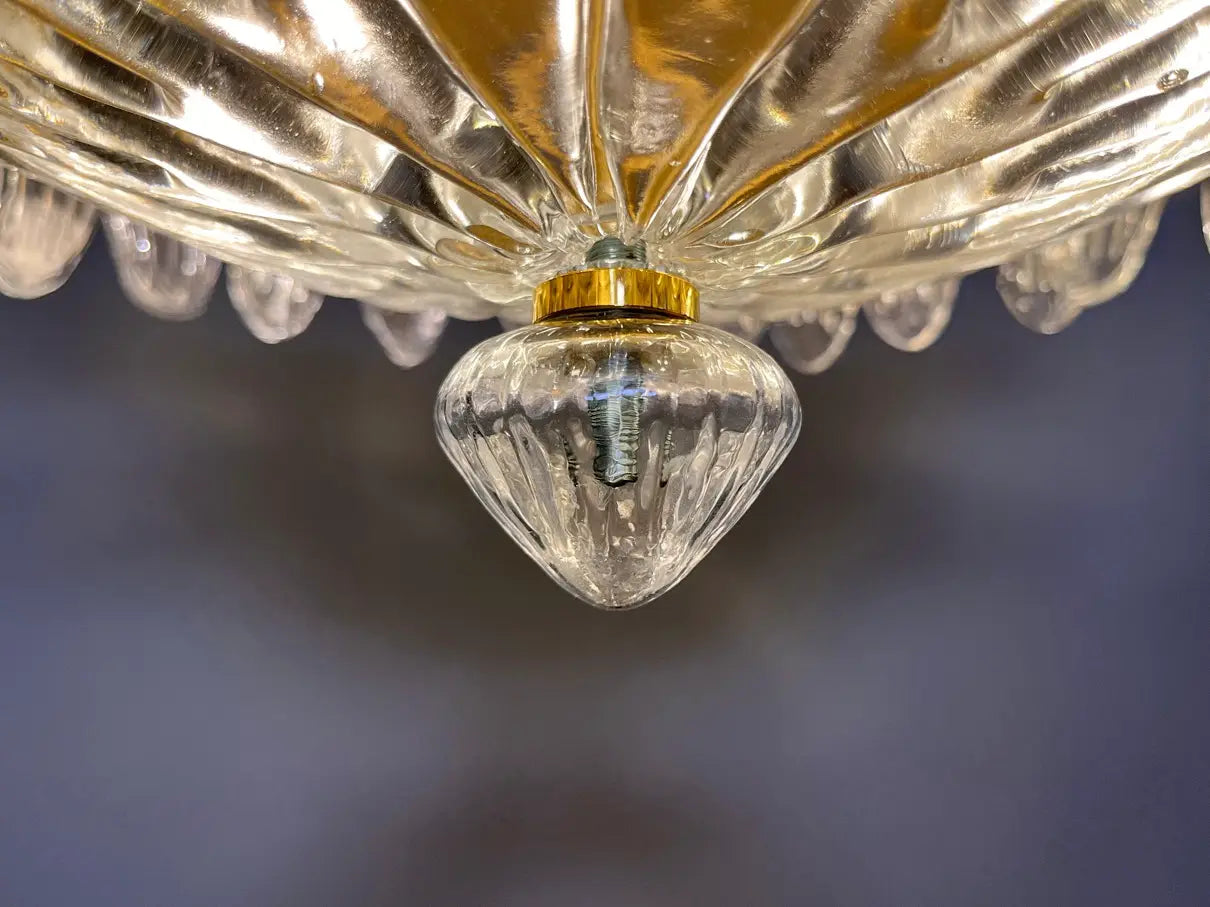 Murano-Kronleuchter aus der Mitte des Jahrhunderts | Punto di Luce | 82 Klares Palmettenglas