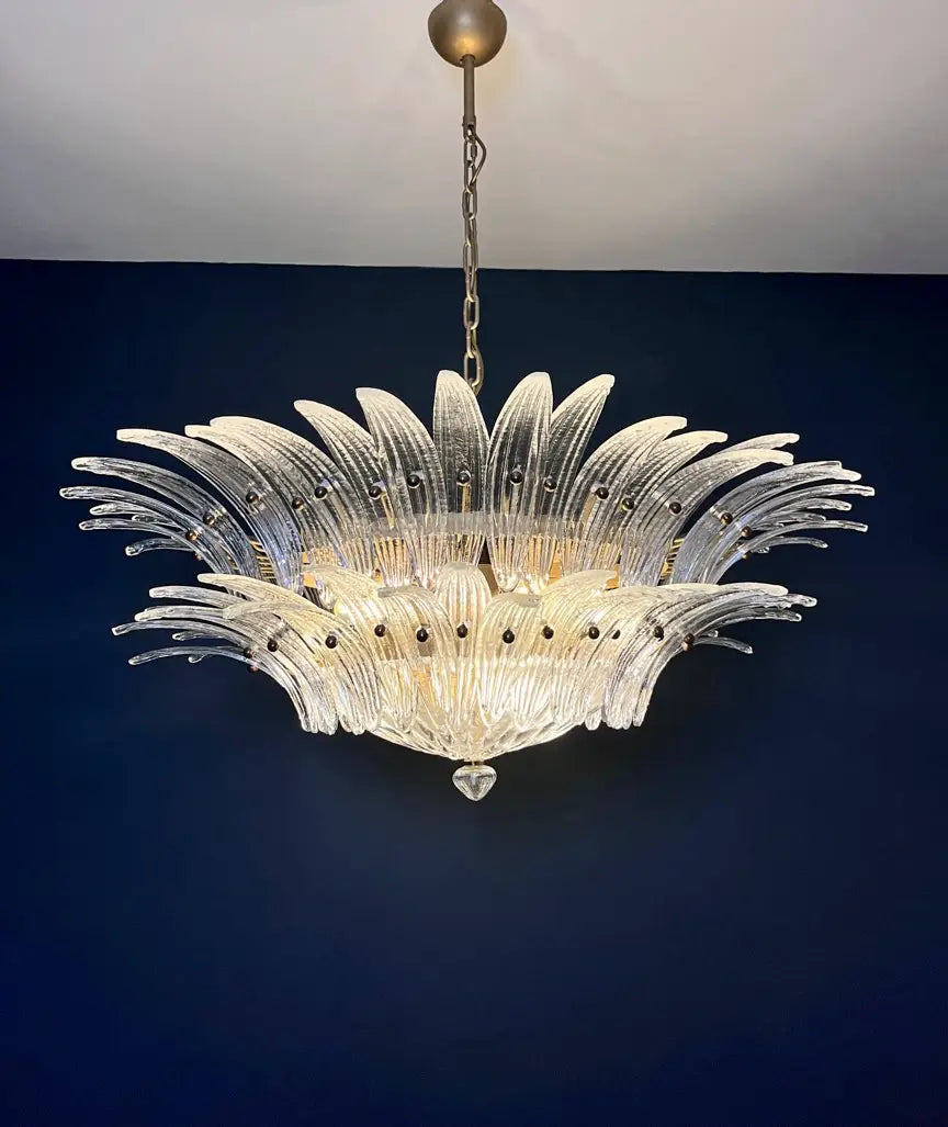 Murano-Kronleuchter aus der Mitte des Jahrhunderts | Punto di Luce | 82 Klares Palmettenglas