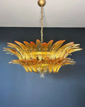 Mid-Century Murano Chandelier | Punto di Luce |  82 Yellow Palmette Glass