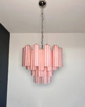 Mid-Century Murano Chandelier | Punto di Luce |  36 Pink Matte Glass Tubes