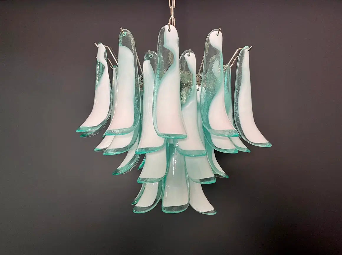 Mid-Century Murano Chandelier | Punto di Luce |  36 Turquoise Petal Glass