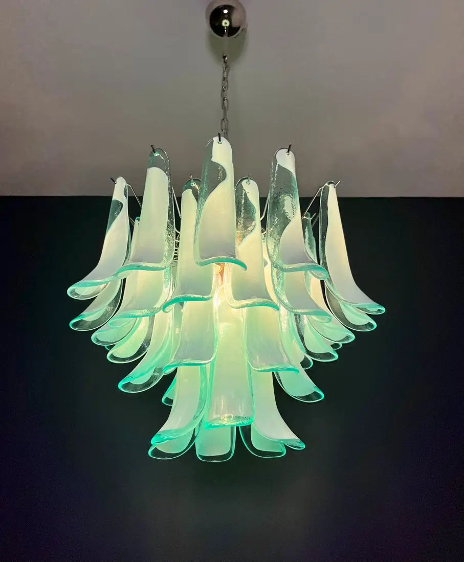 Mid-Century Murano Chandelier | Punto di Luce |  36 Turquoise Petal Glass