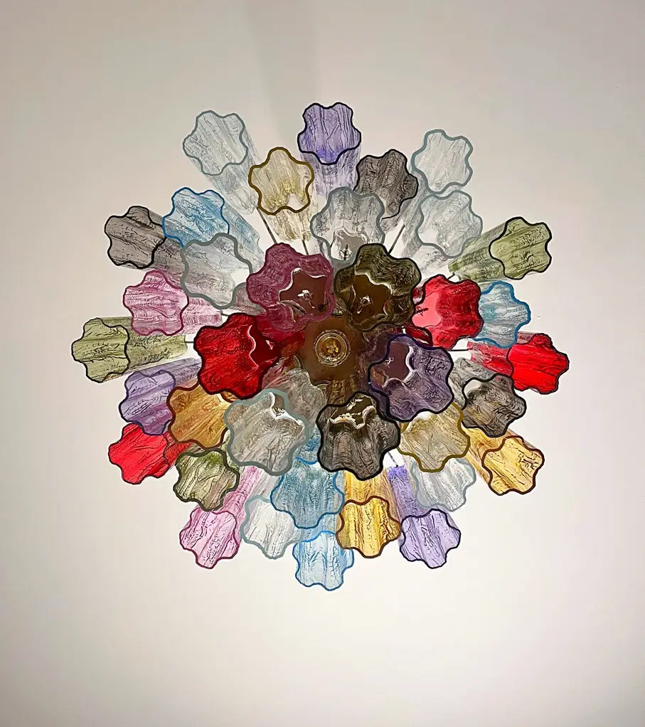 Mid-Century Murano Chandelier | Punto di Luce |  36 Multicolored Tube Glass