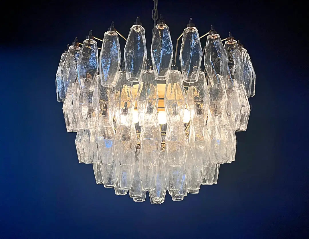 Mid-Century Murano Chandelier | Punto di Luce |  111 Clear Poliedri Glass