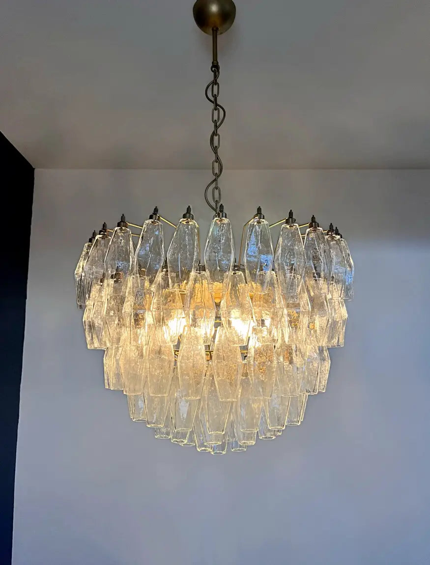 Mid-Century Murano Chandelier | Punto di Luce |  111 Clear Poliedri Glass