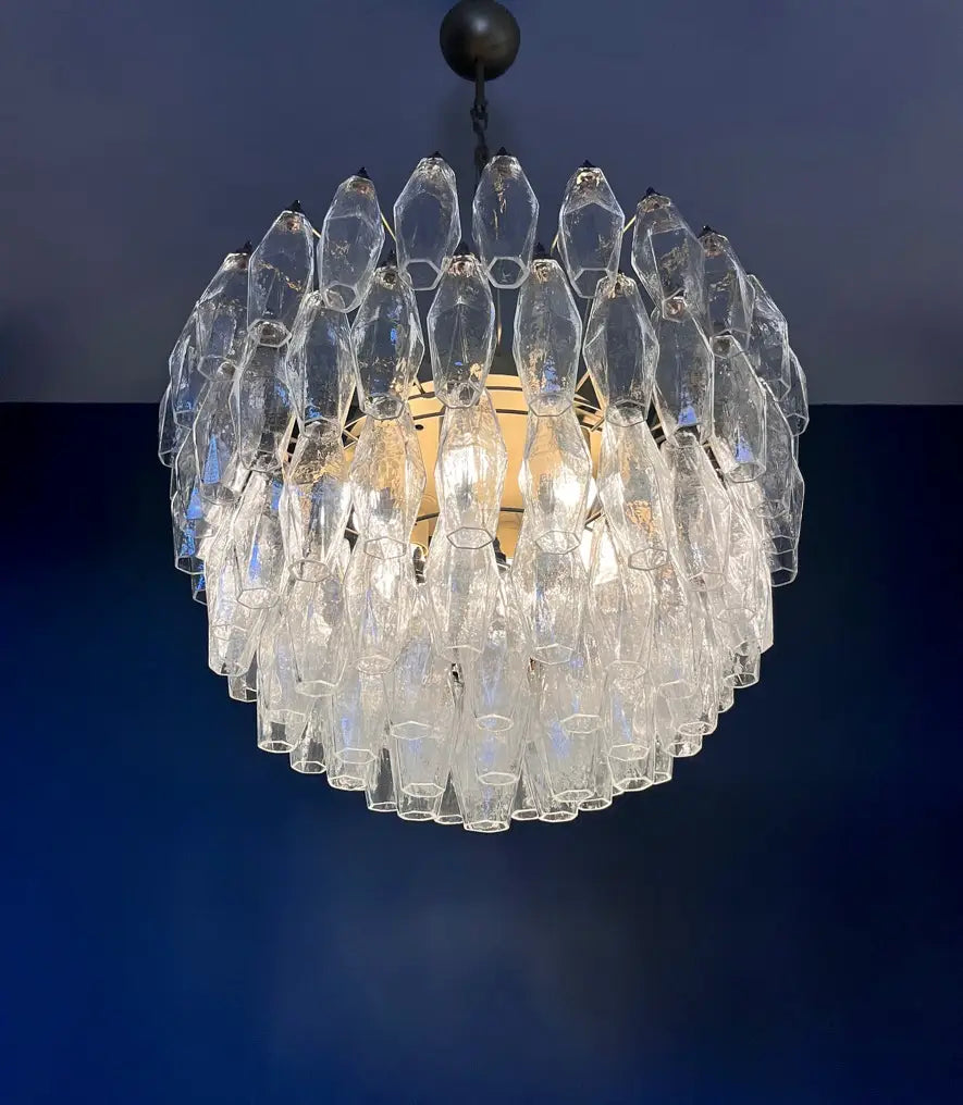 Mid-Century Murano Chandelier | Punto di Luce |  111 Clear Poliedri Glass