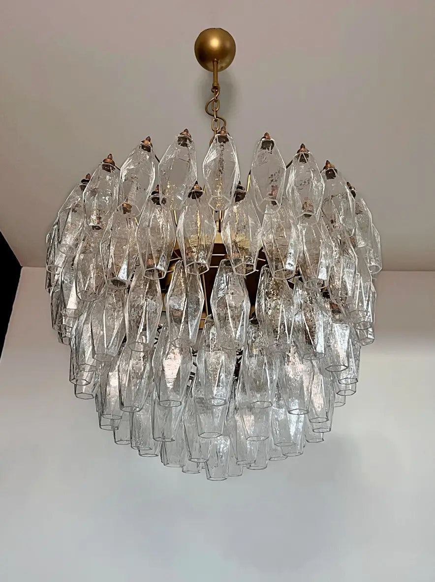 Mid-Century Murano Chandelier | Punto di Luce |  111 Clear Poliedri Glass