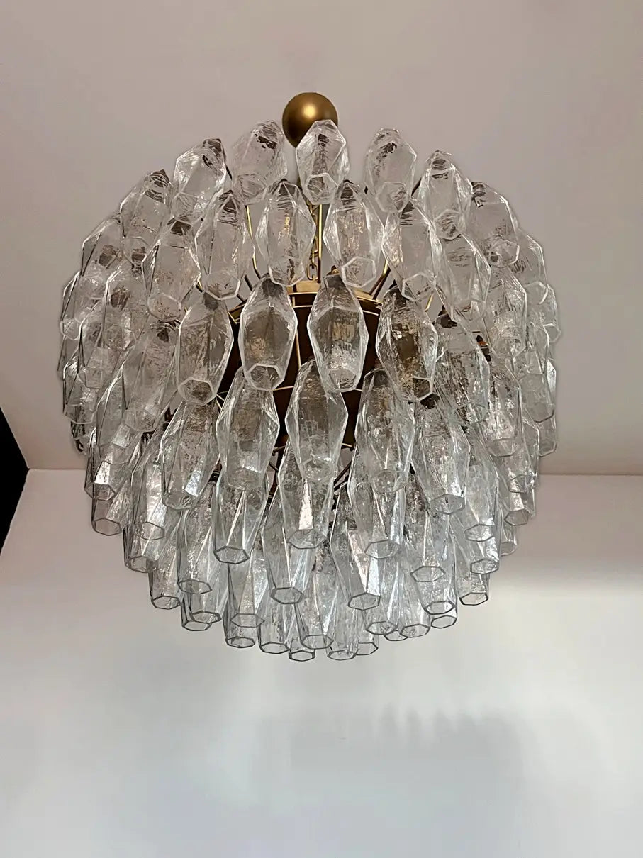 Mid-Century Murano Chandelier | Punto di Luce |  111 Clear Poliedri Glass