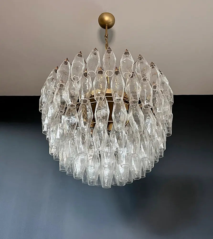 Mid-Century Murano Chandelier | Punto di Luce |  111 Clear Poliedri Glass