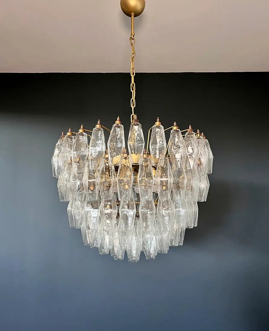 Mid-Century Murano Chandelier | Punto di Luce |  111 Clear Poliedri Glass