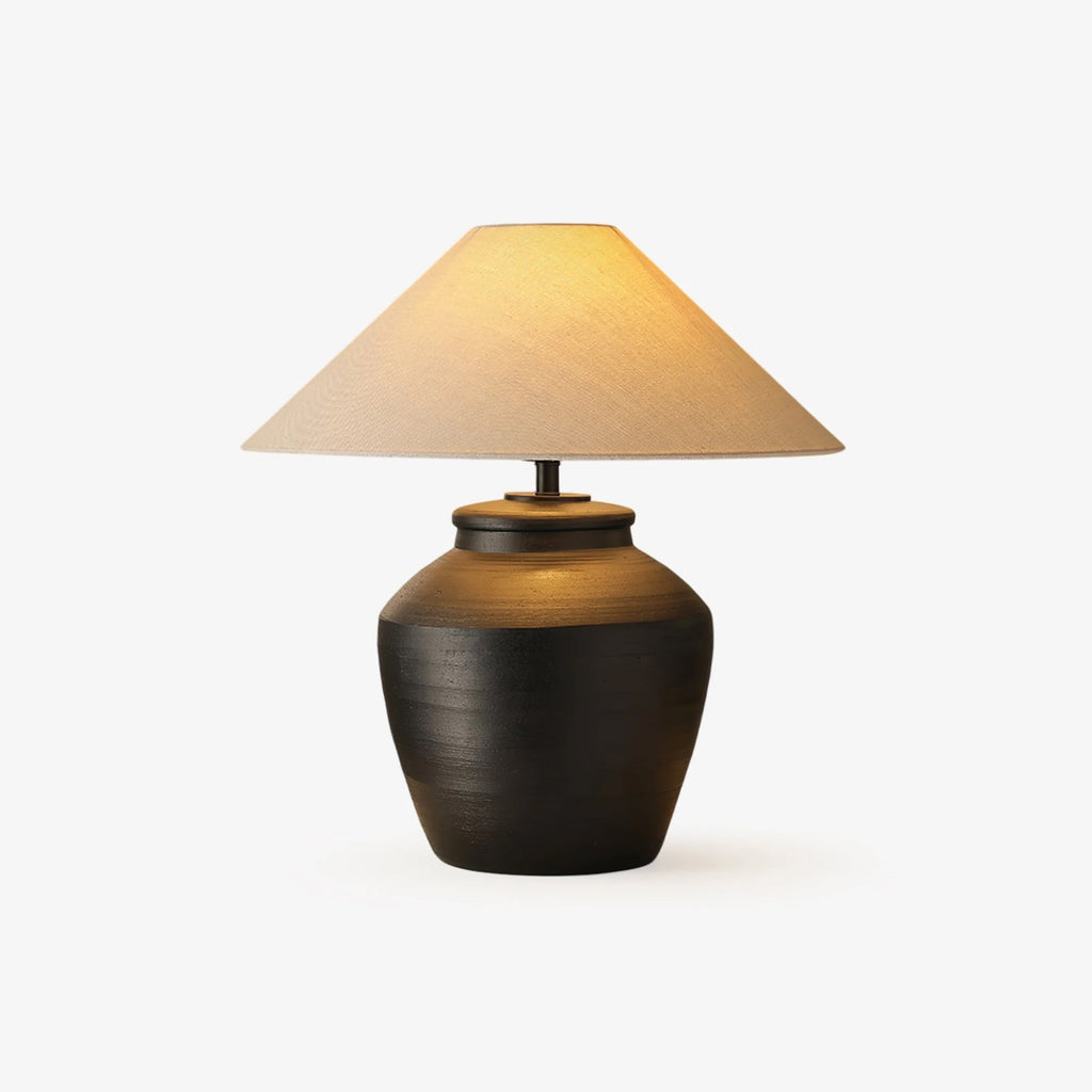 Lampă de masă rustică din ceramică neagră 