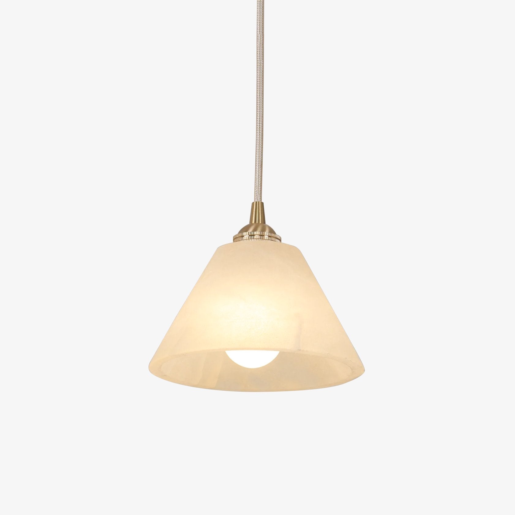 Conical Alabaster Brass Pendant Lamp