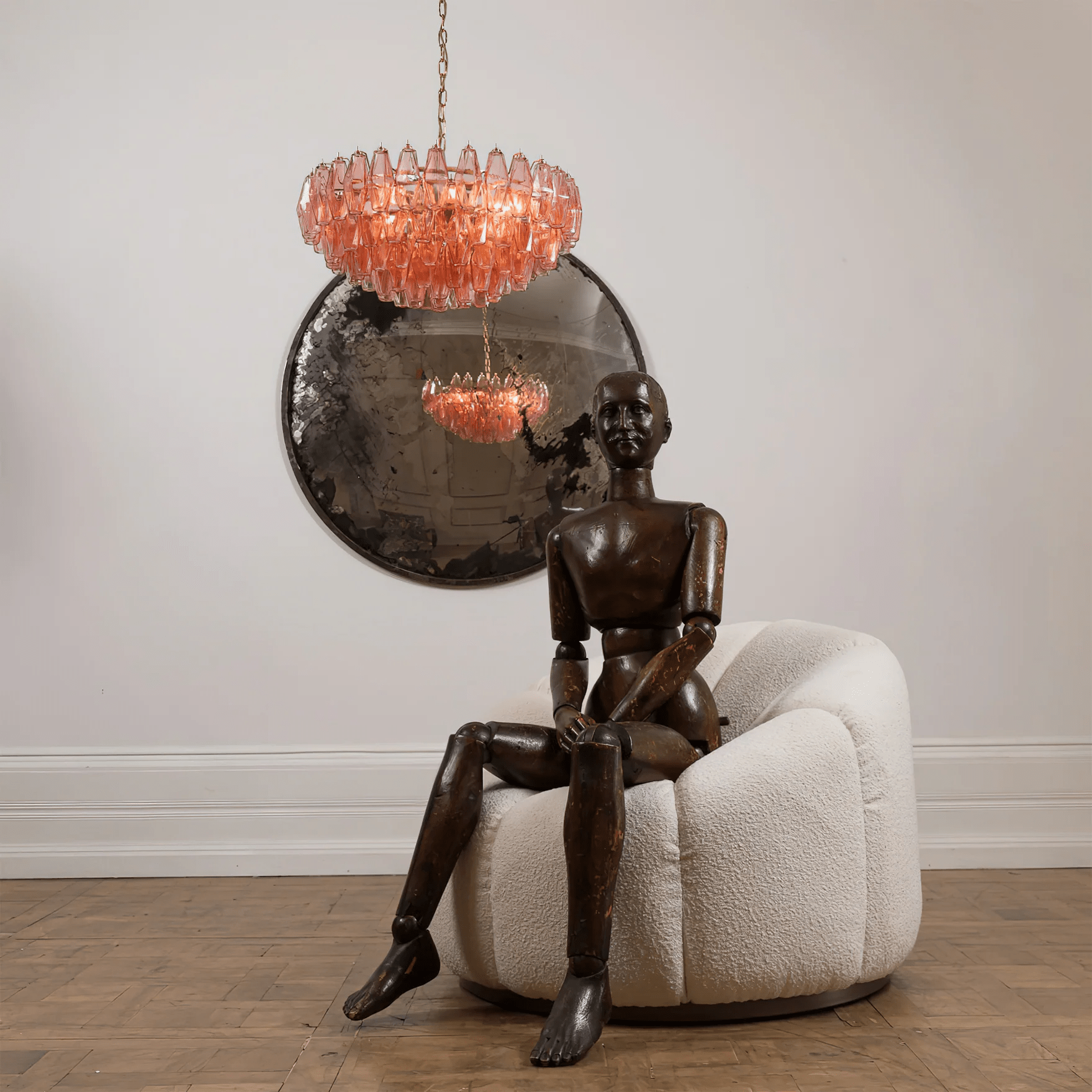Pink Polygon Drop Chandelier