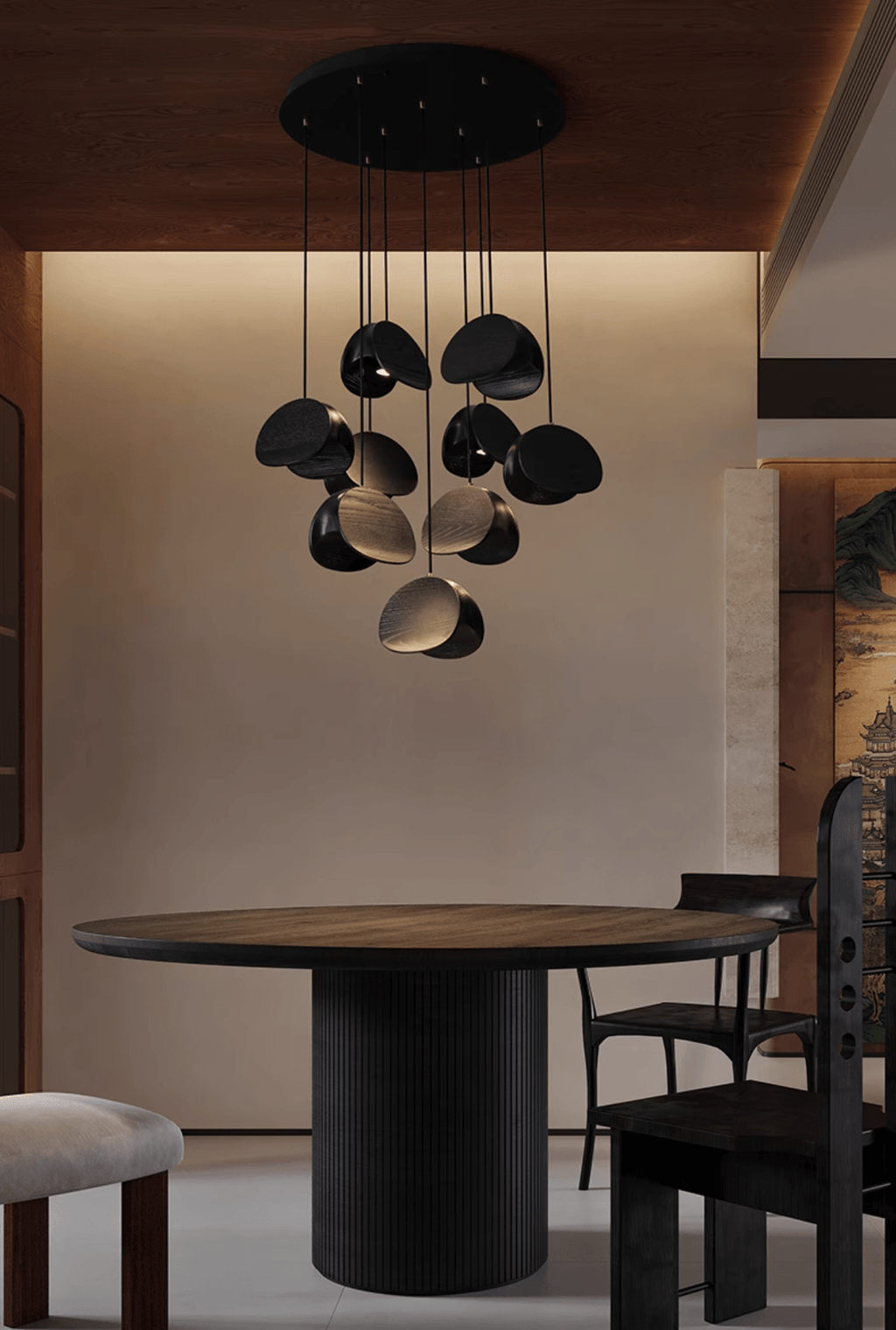 Lampă suspendată Orbit Fold Wood 