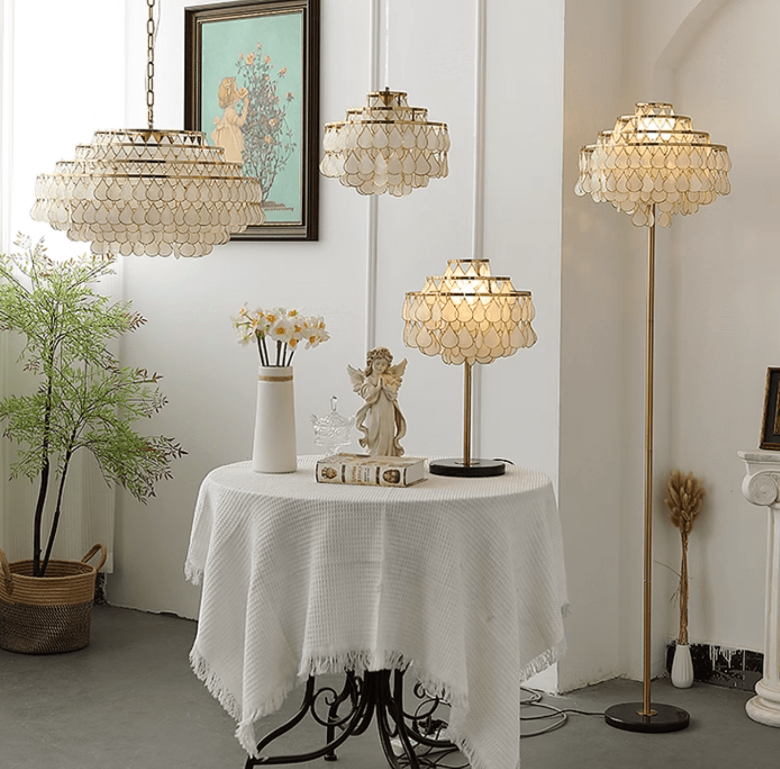 Lampă de masă cu coajă de lacrimi 