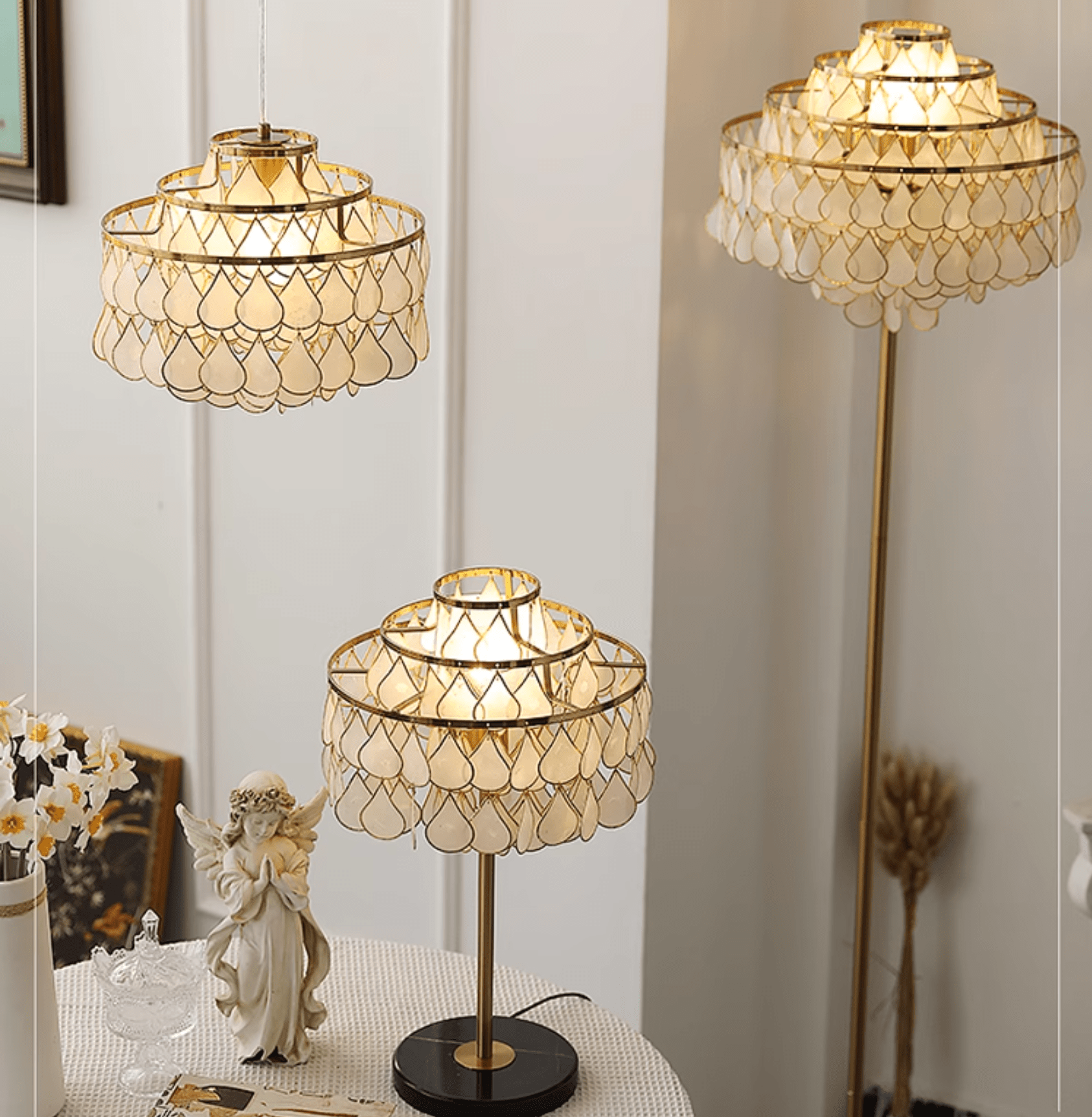 Lampă de masă cu coajă de lacrimi 