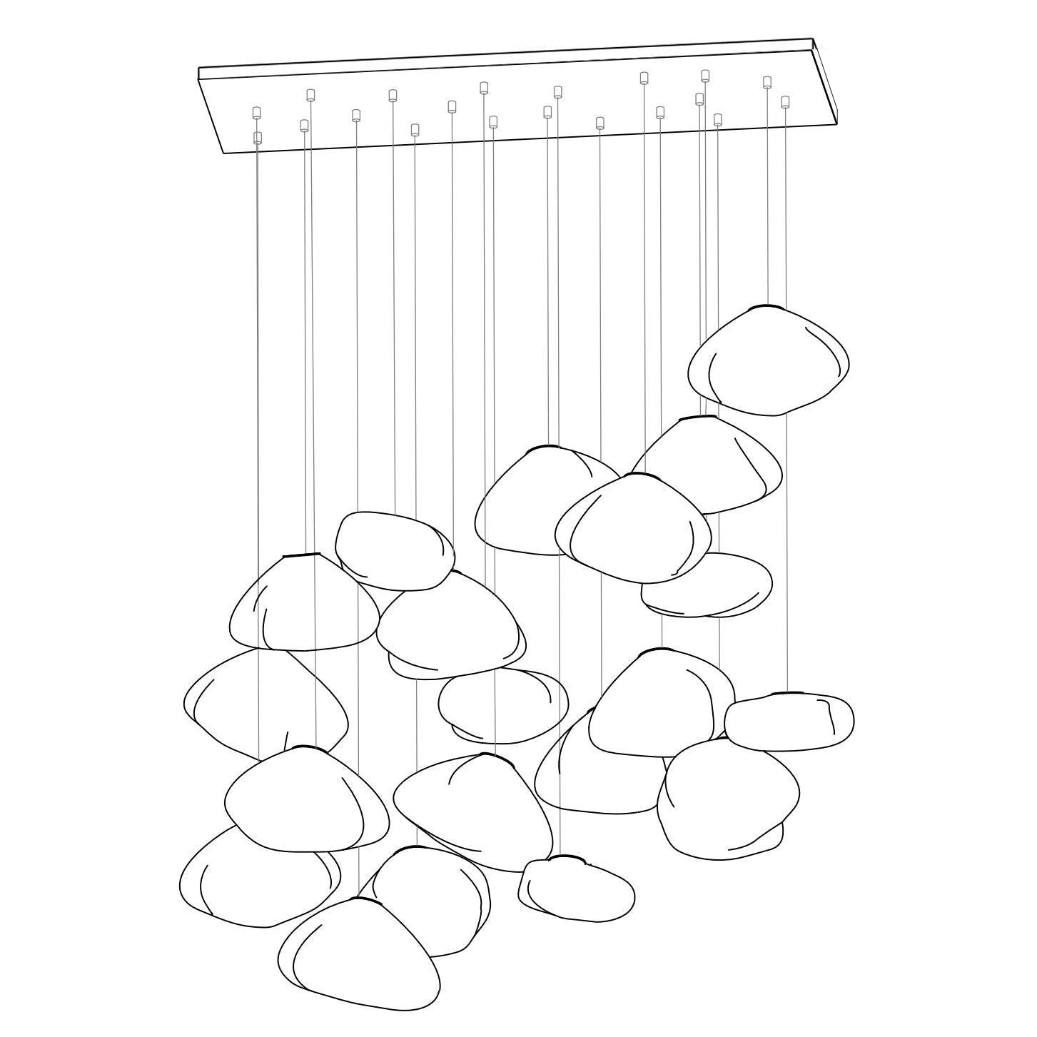 Lampă suspendată din plasă de sticlă suflată