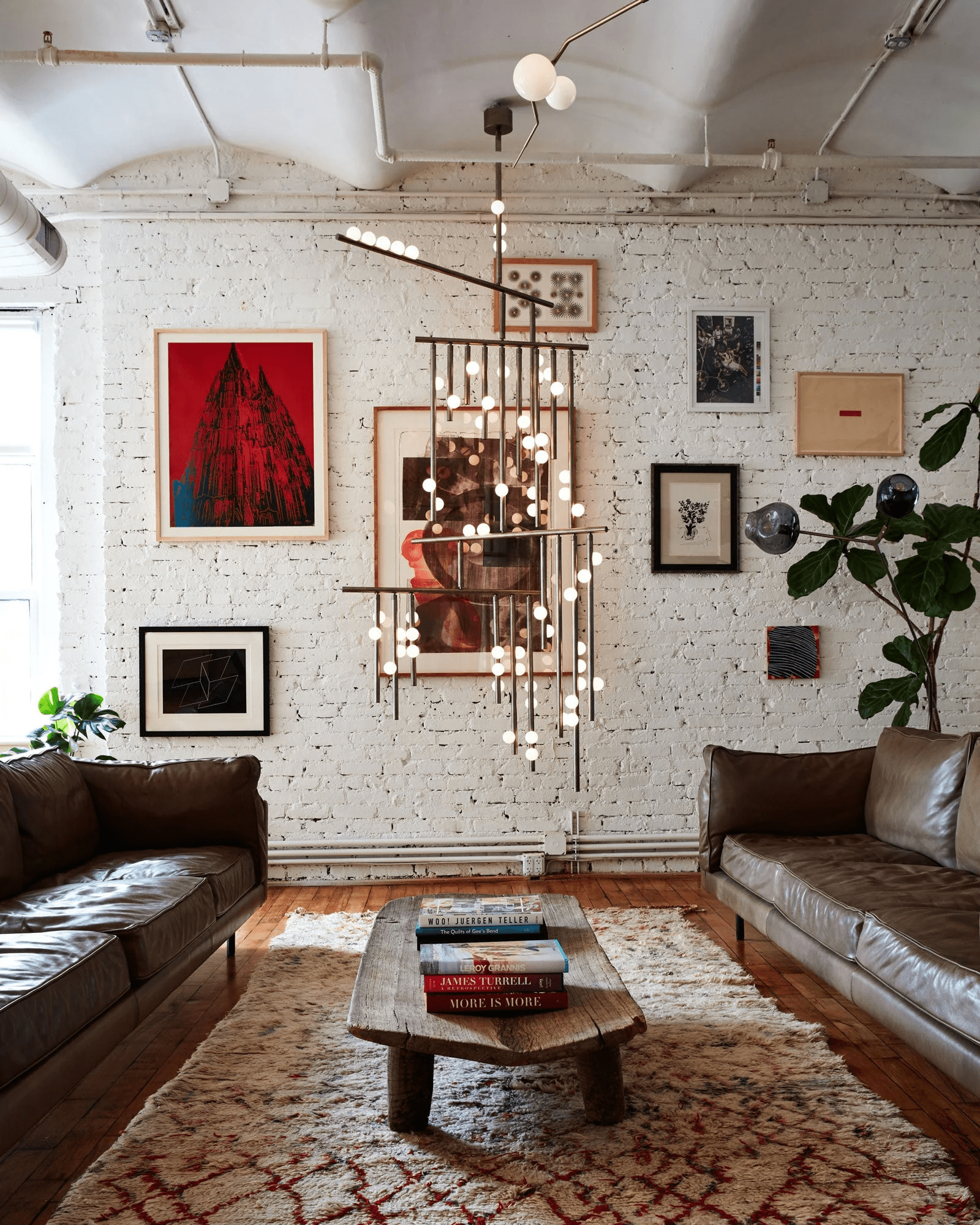 Brass Glass Drop Chandelier