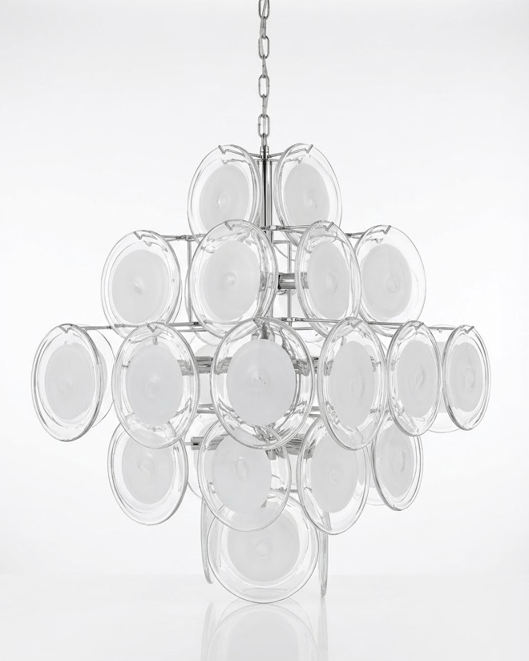 Murano Disc White Glass Chandelier