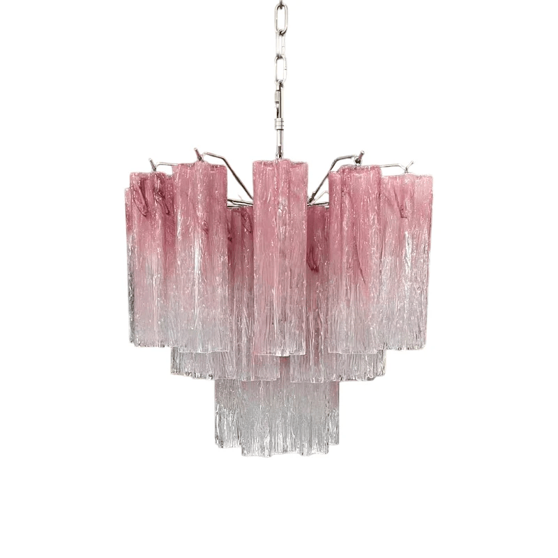 Pink Glass Tubes Chandelier - Vakkerlight