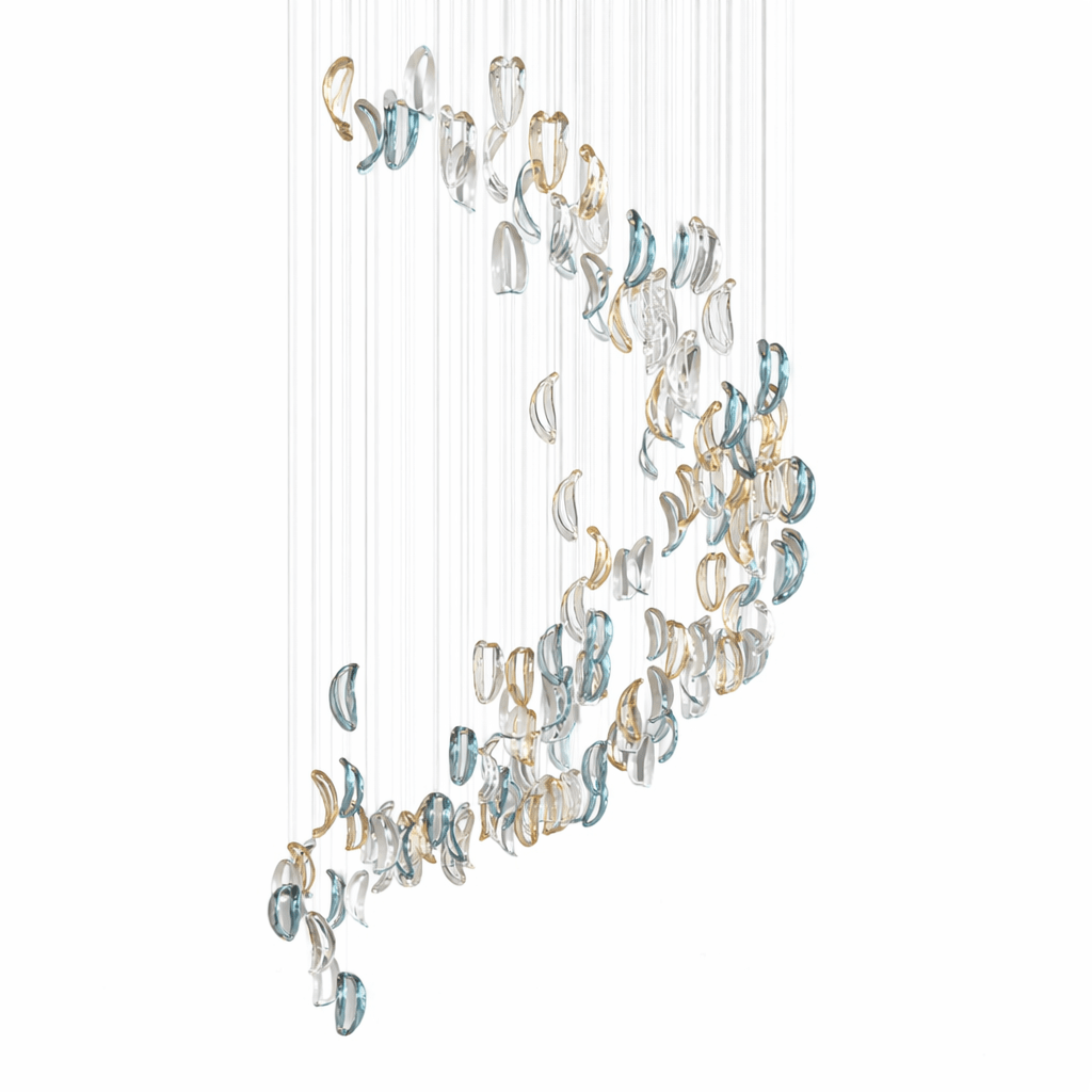 Aqua Ripple Glass Art Customize Chandelier - Vakkerlight