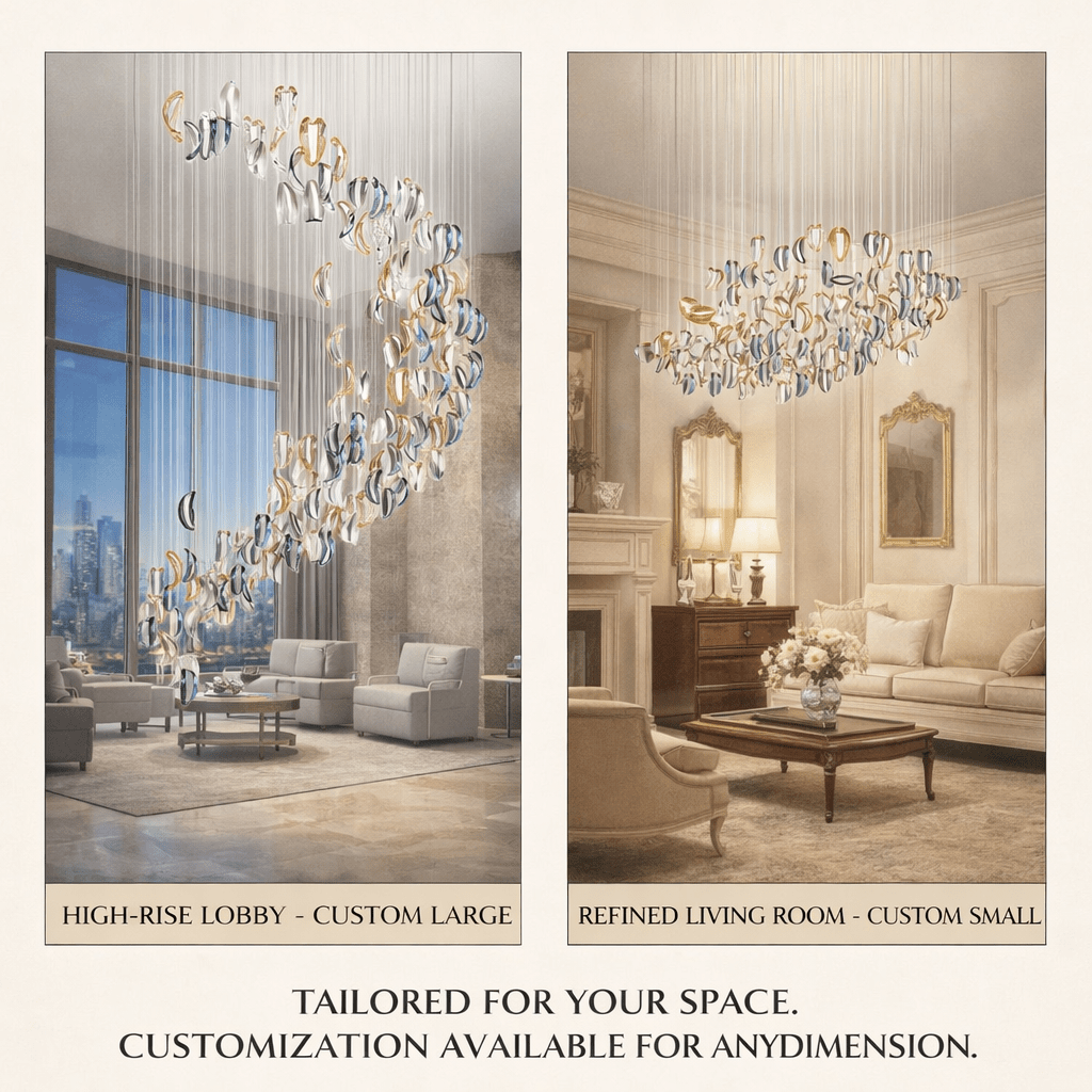 Aqua Ripple Glass Art Customize Chandelier - Vakkerlight