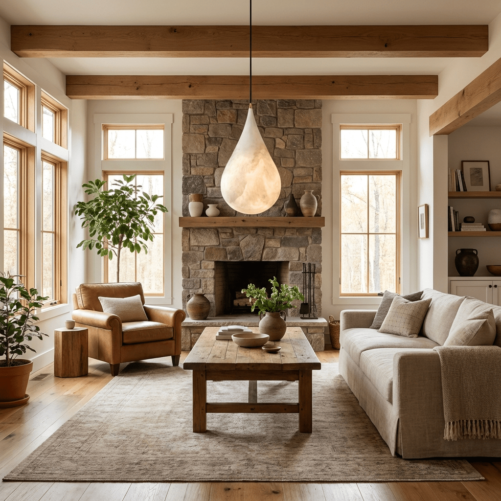 Alabaster Raindrop Pendant Light