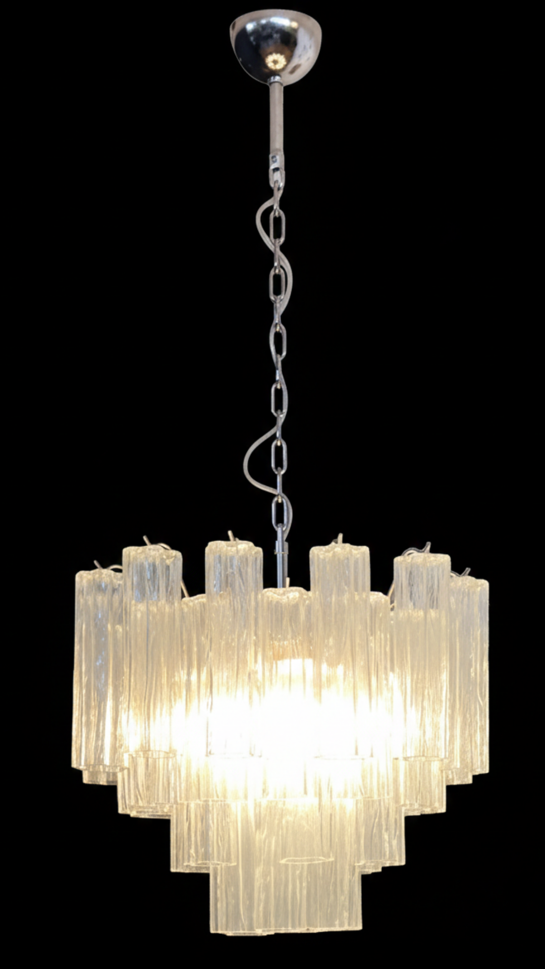 Mid-Century Murano Chandelier | Punto di Luce |  36 Clear Glass Tubes