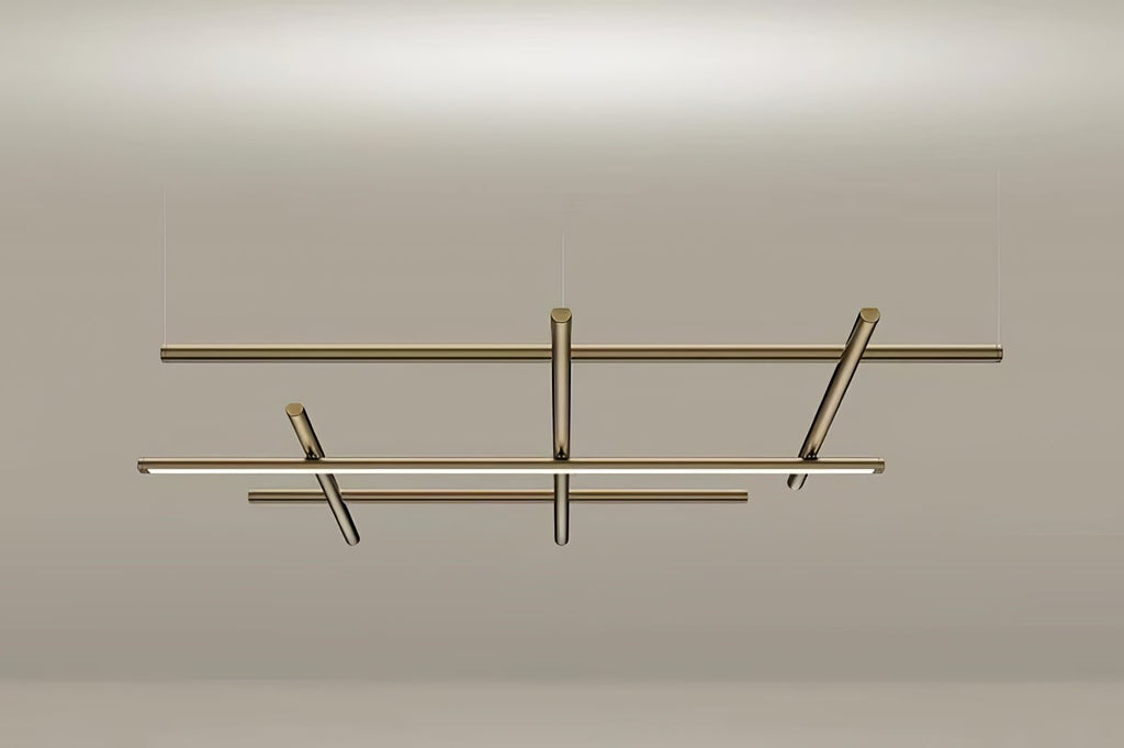 Lampă suspendată cu grilă liniară geometrică