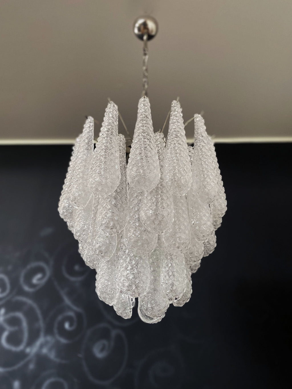 Mid-Century Murano Chandelier | Punto di Luce |  41 Clear Drop Glasses