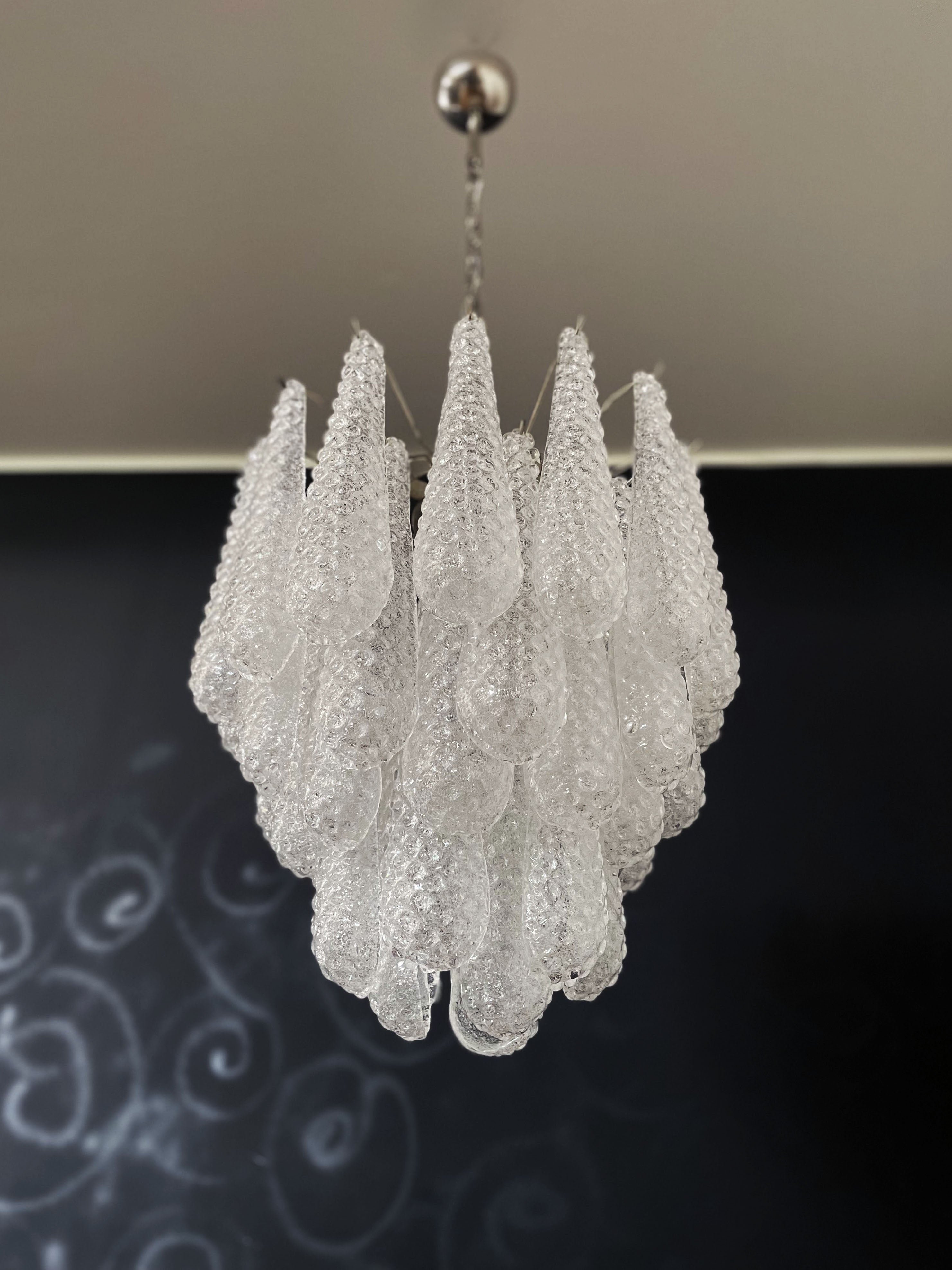 Mid-Century Murano Chandelier | Punto di Luce |  41 Clear Drop Glasses