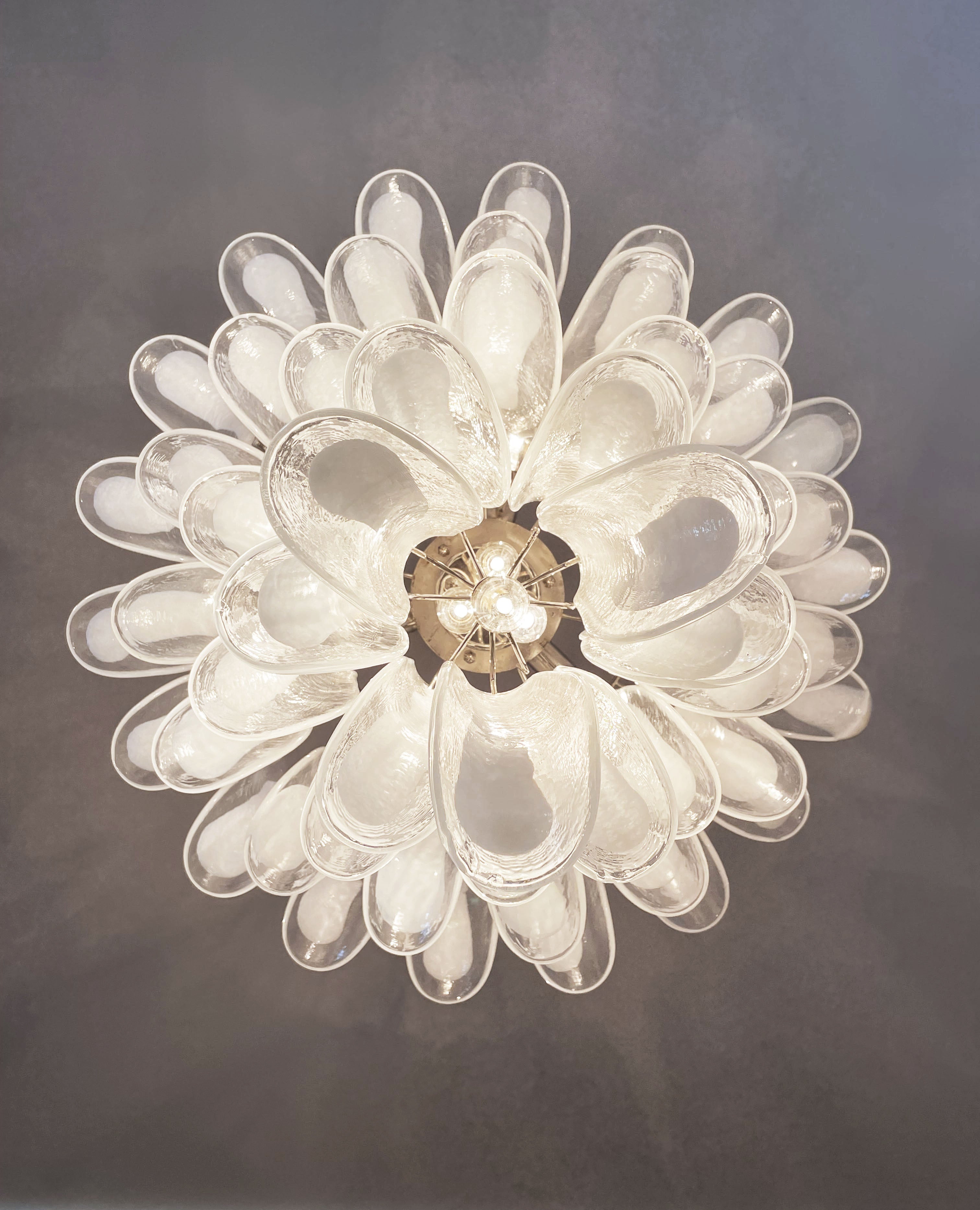 Mid-Century Murano Chandelier | Punto di Luce |  52 White Petal Glass