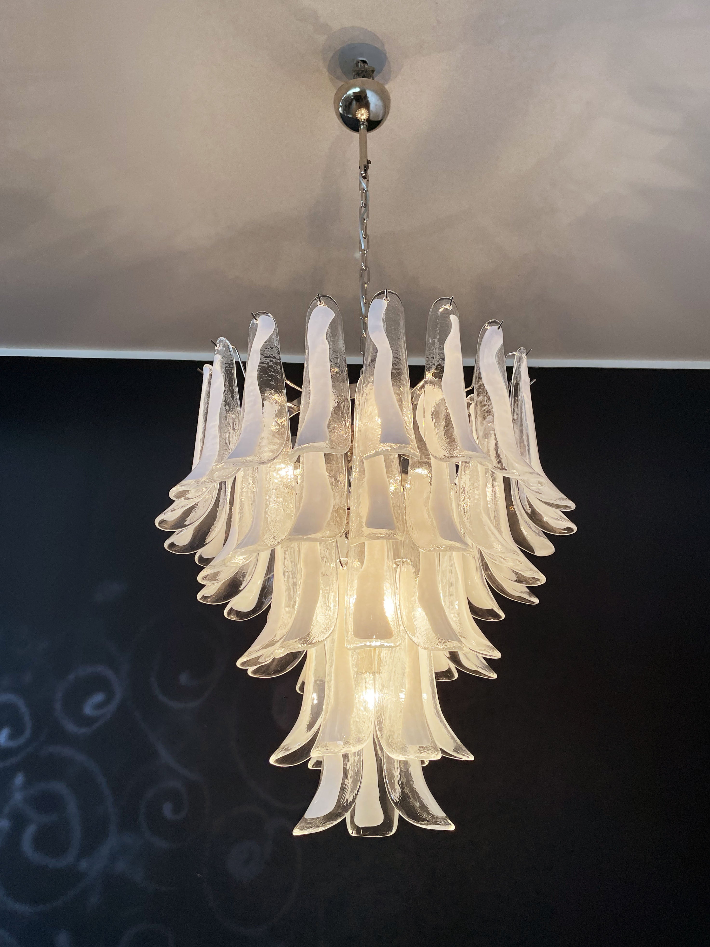 Mid-Century Murano Chandelier | Punto di Luce |  52 White Petal Glass
