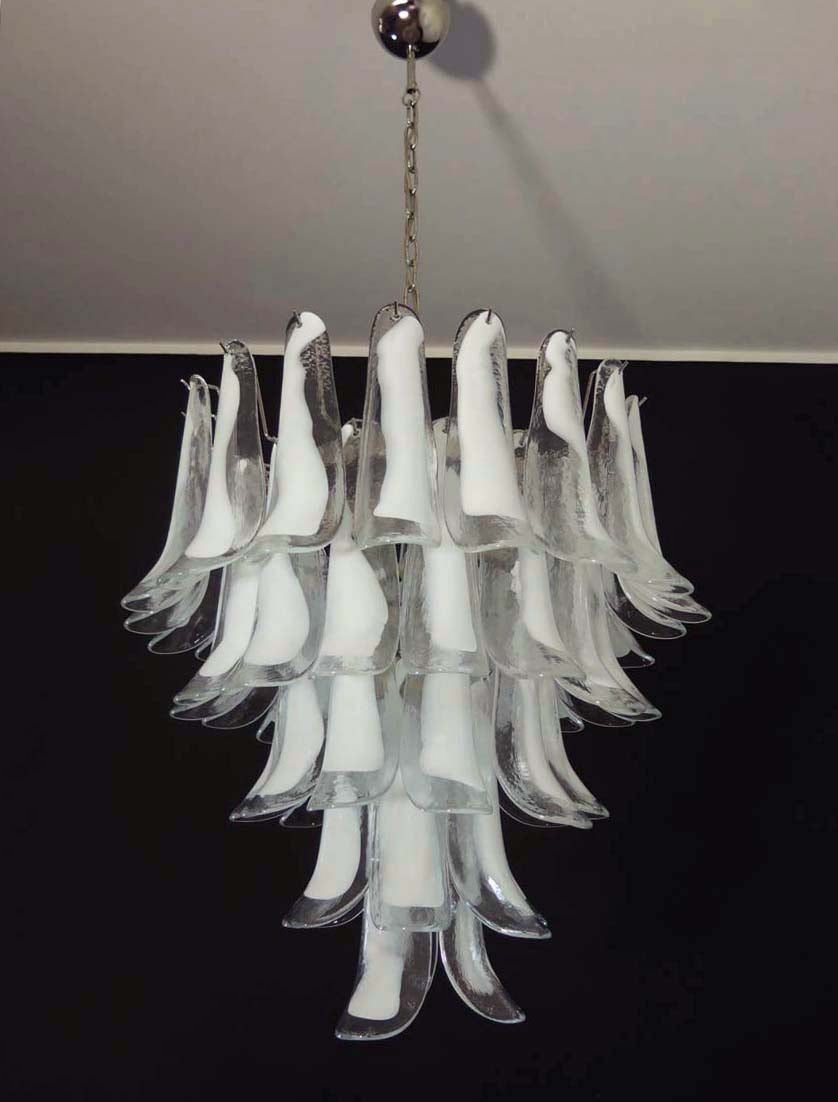 Mid-Century Murano Chandelier | Punto di Luce |  52 White Petal Glass