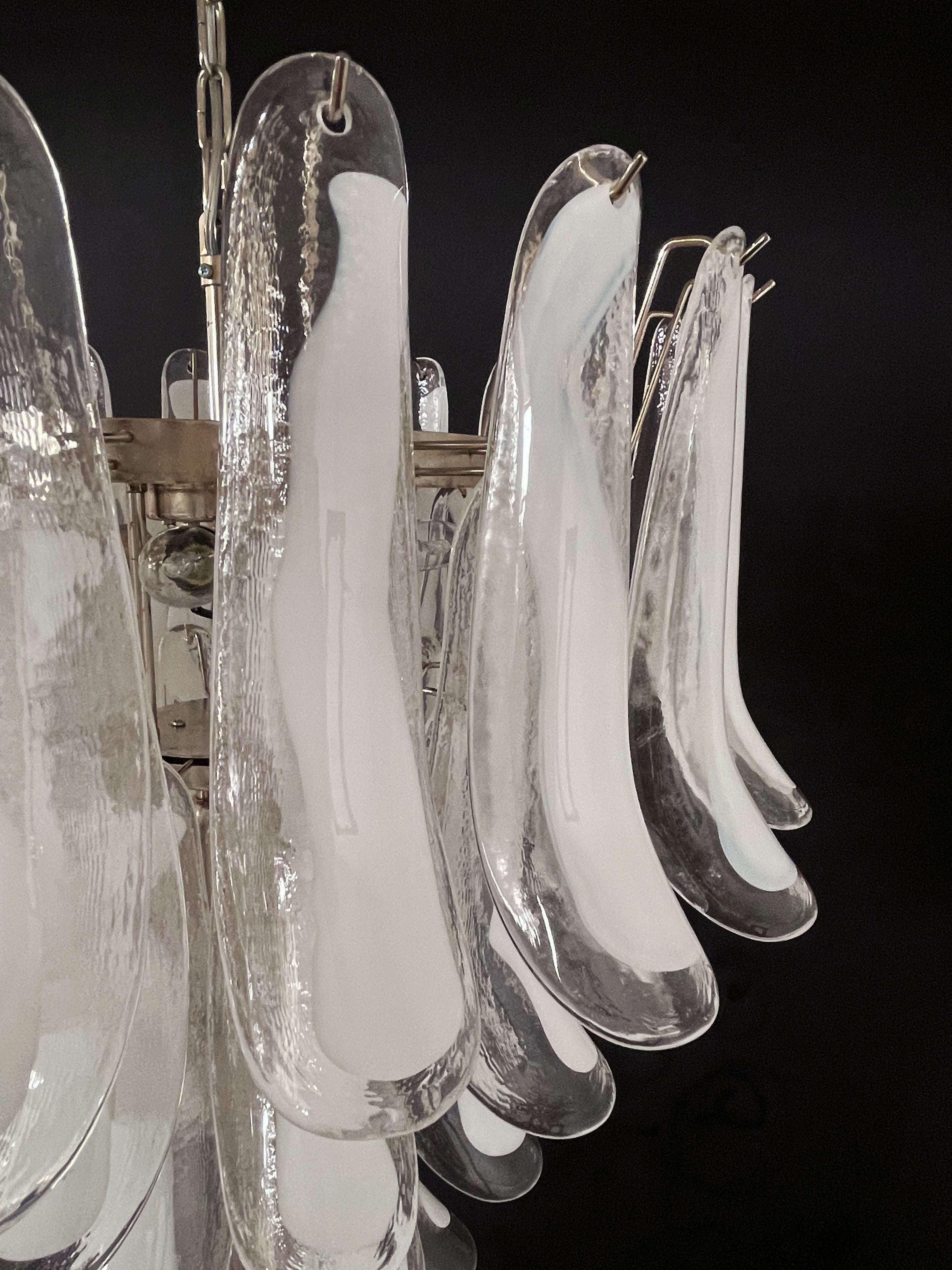 Mid-Century Murano Chandelier | Punto di Luce |  52 White Petal Glass