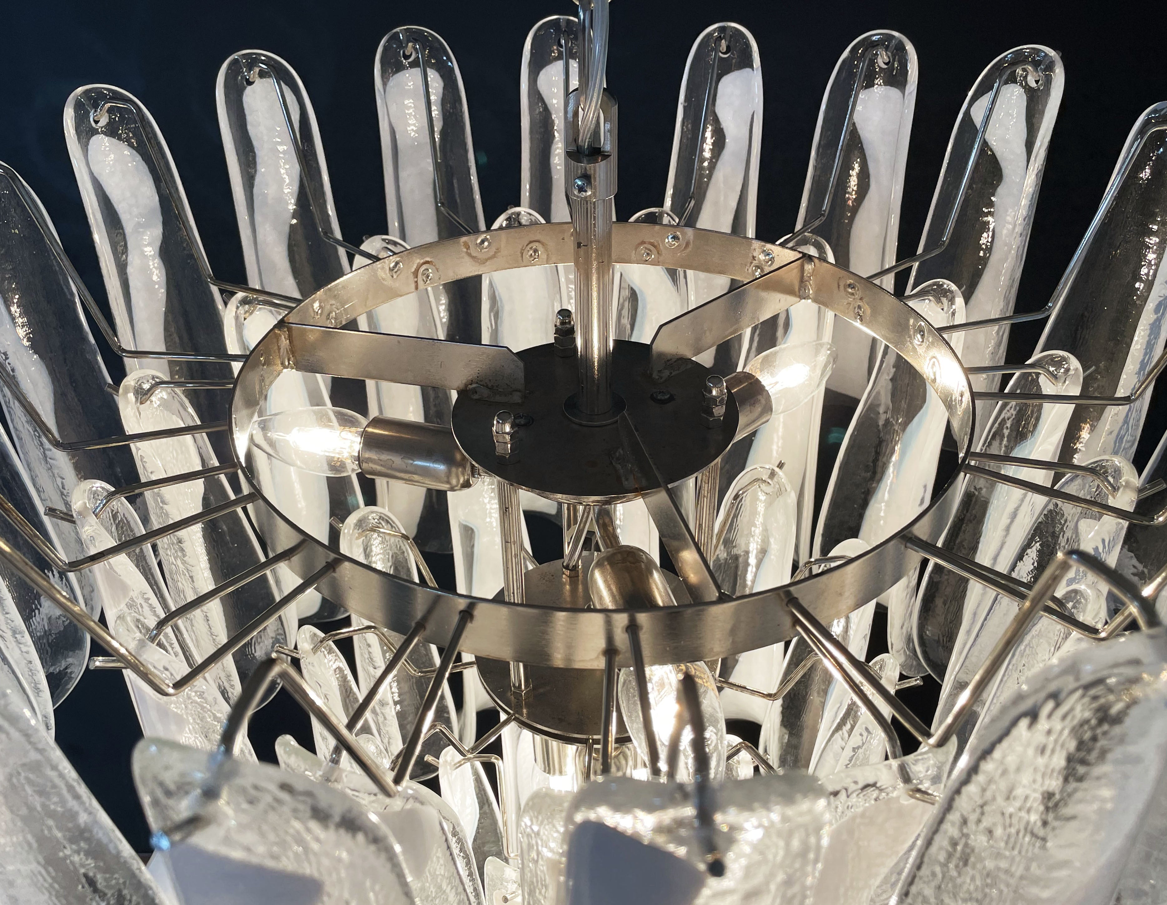 Mid-Century Murano Chandelier | Punto di Luce |  52 White Petal Glass