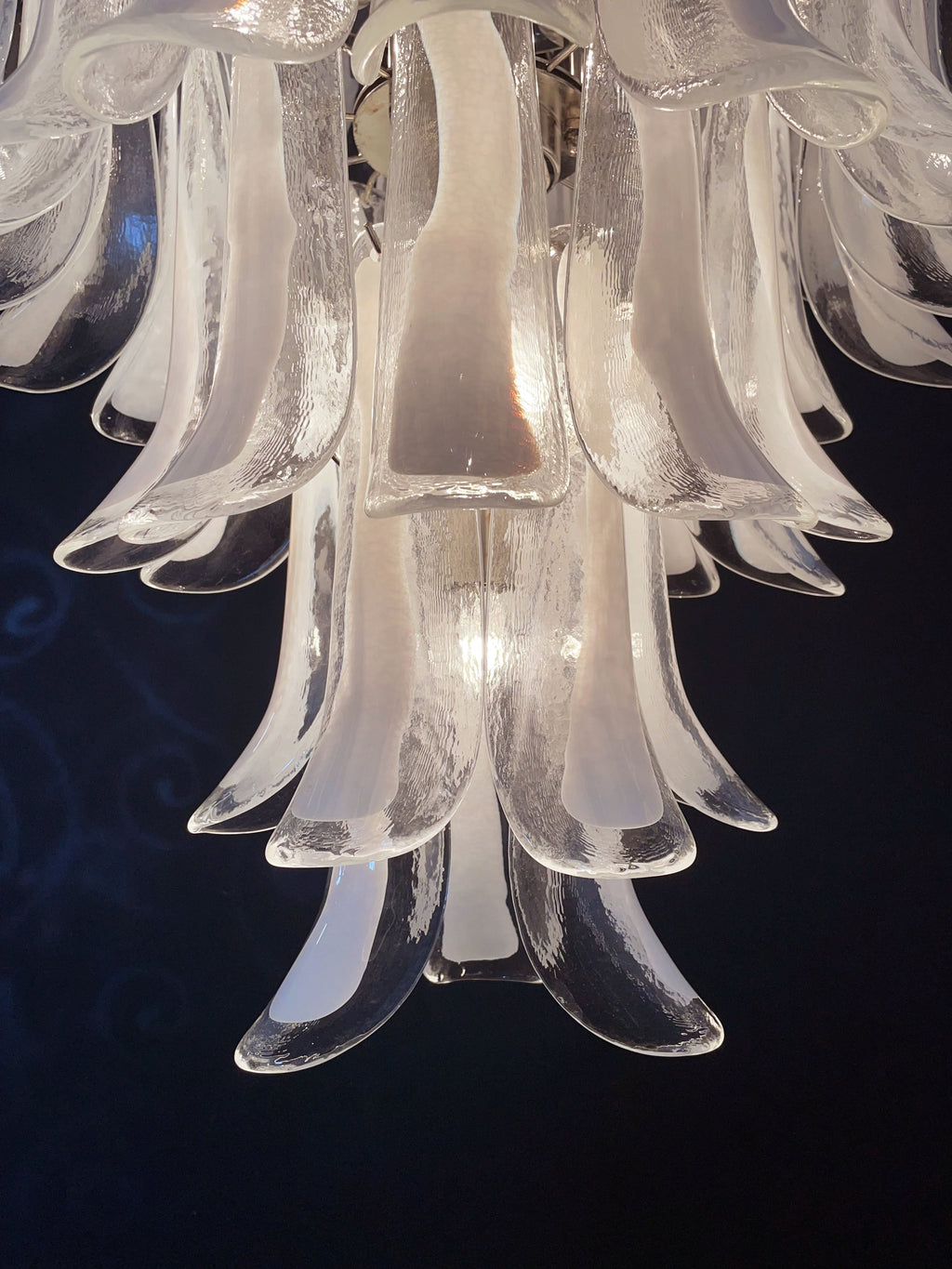 Mid-Century Murano Chandelier | Punto di Luce |  52 White Petal Glass