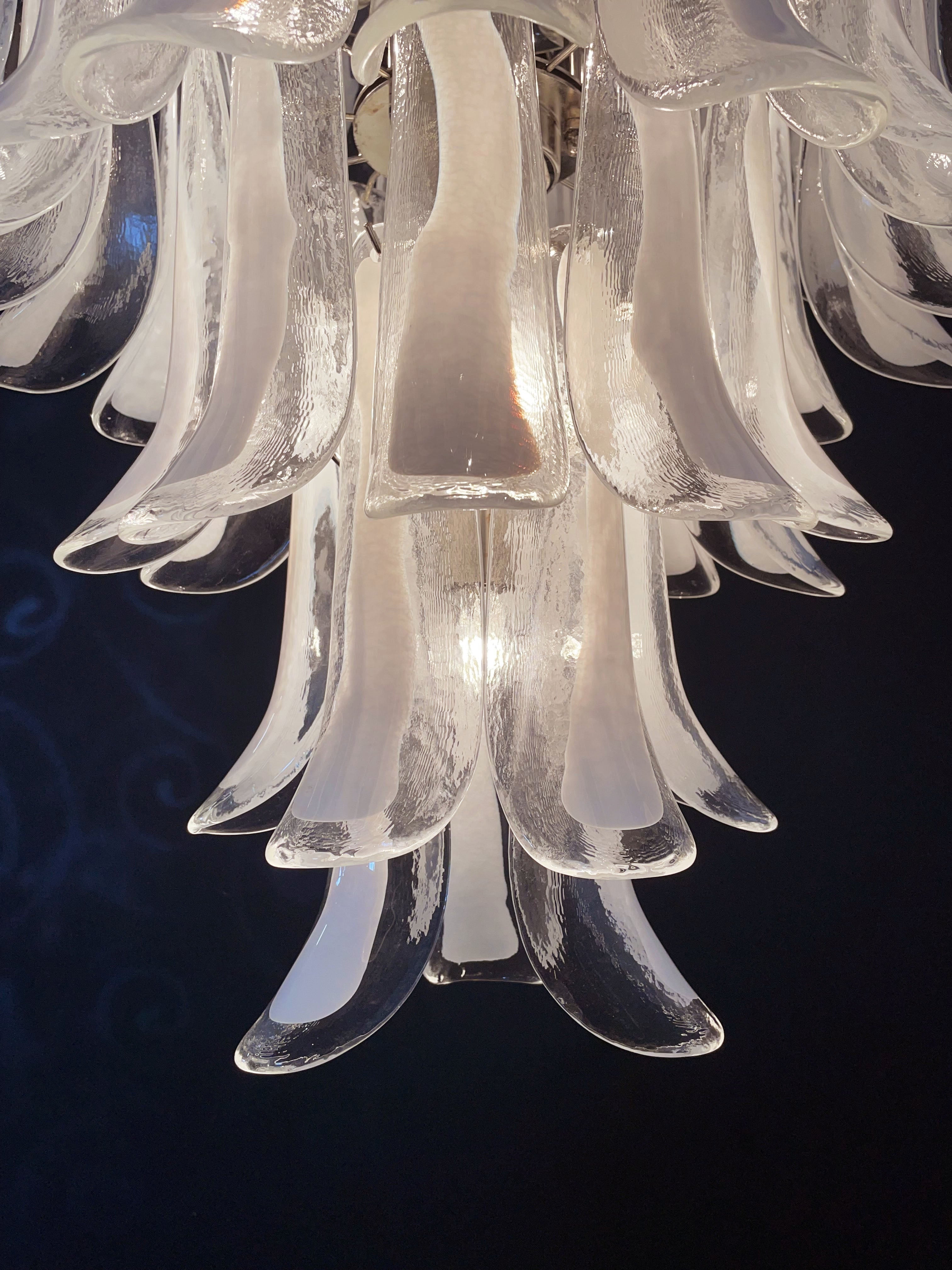 Mid-Century Murano Chandelier | Punto di Luce |  52 White Petal Glass
