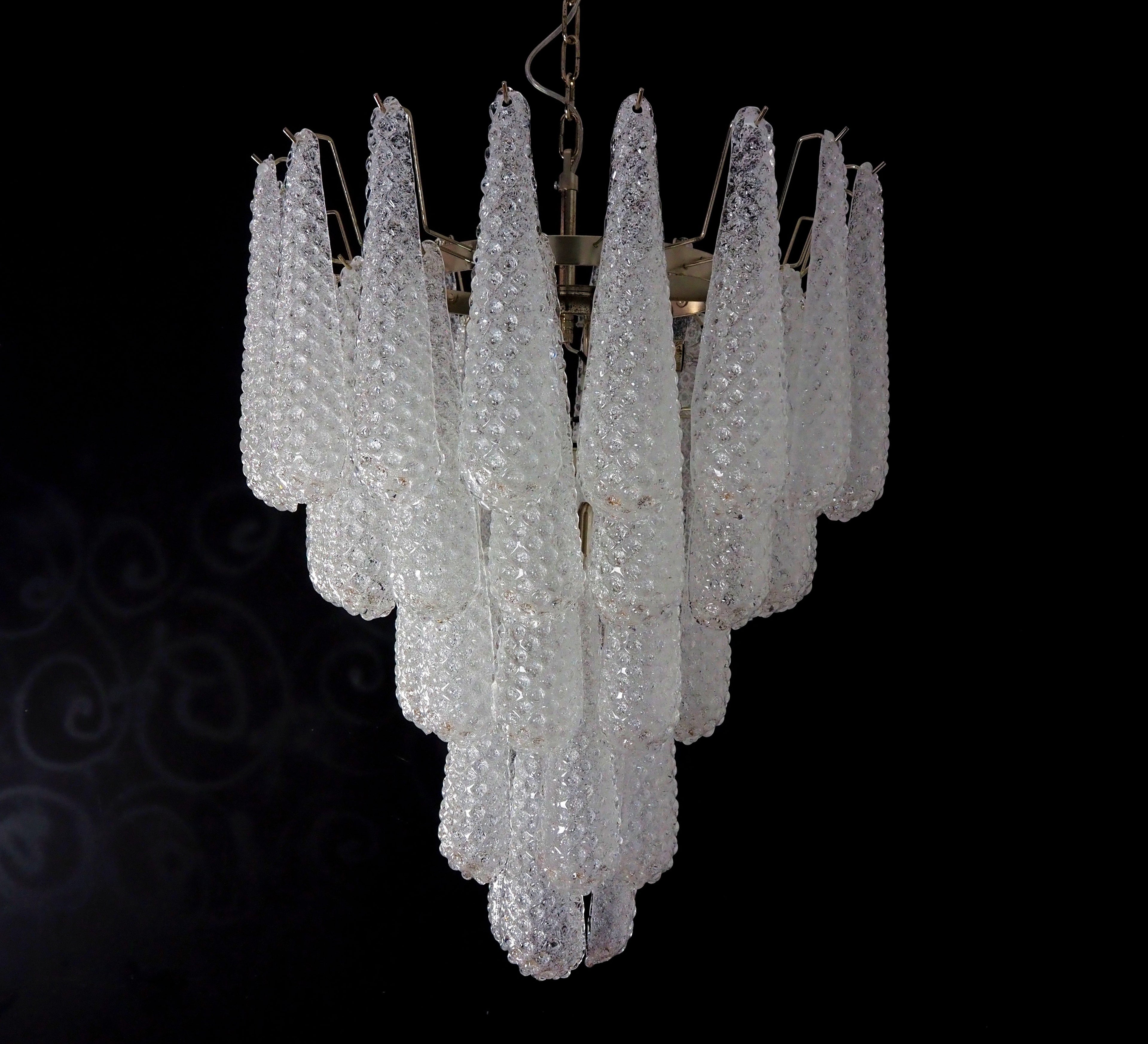 Mid-Century Murano Chandelier | Punto di Luce |  52 Clear Drop Glasses