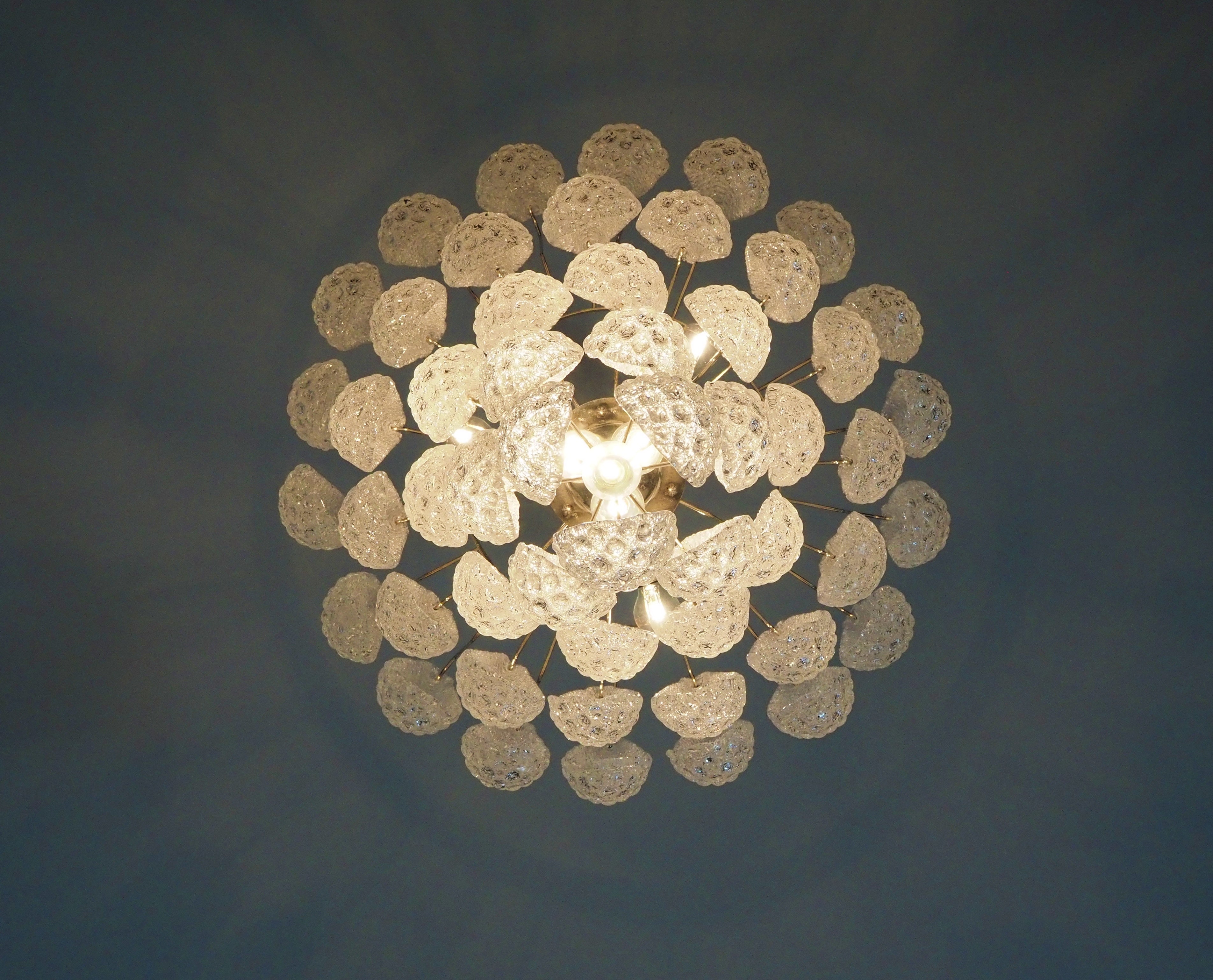 Mid-Century Murano Chandelier | Punto di Luce |  52 Clear Drop Glasses