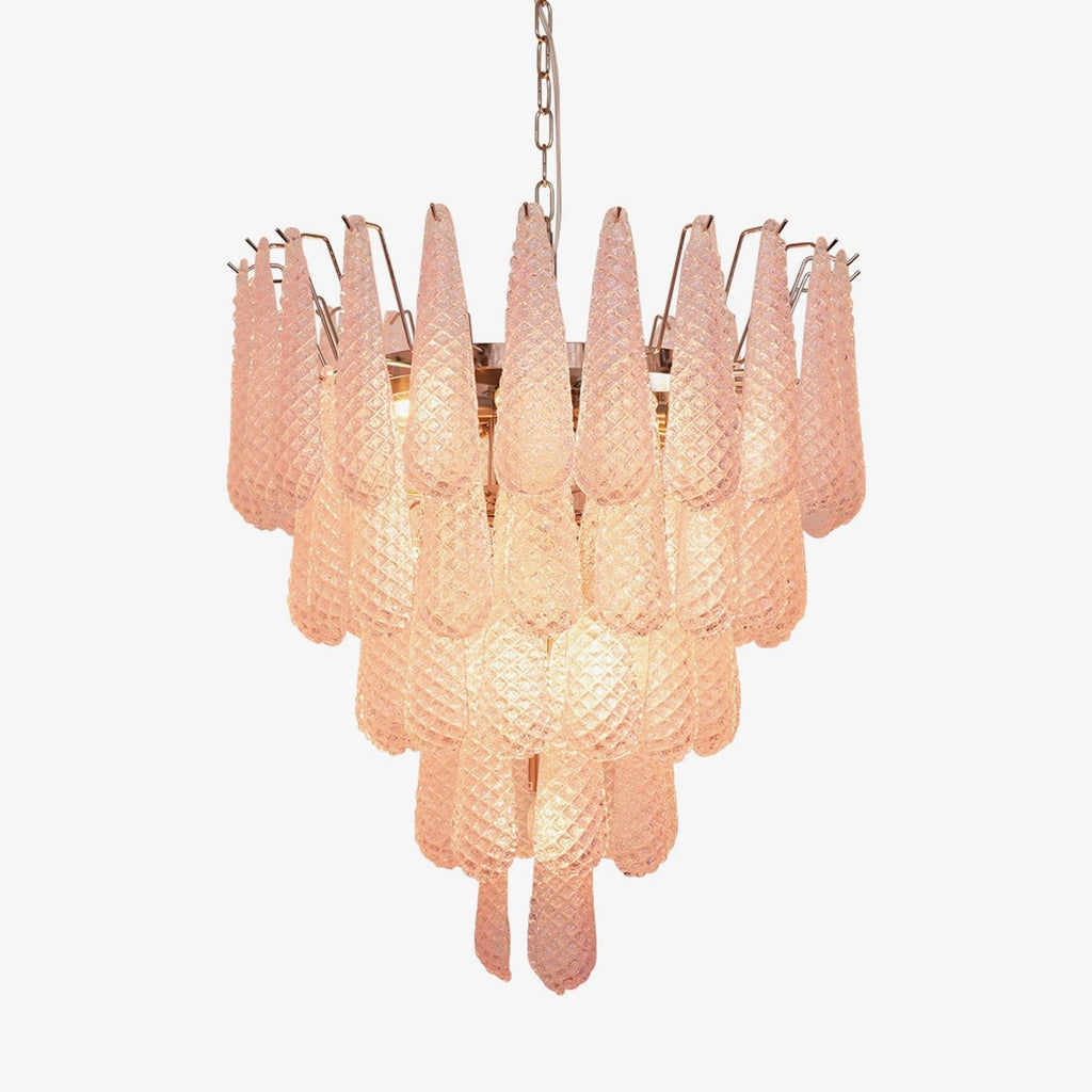 Murano Pink Glass Dewdrop Chandelier