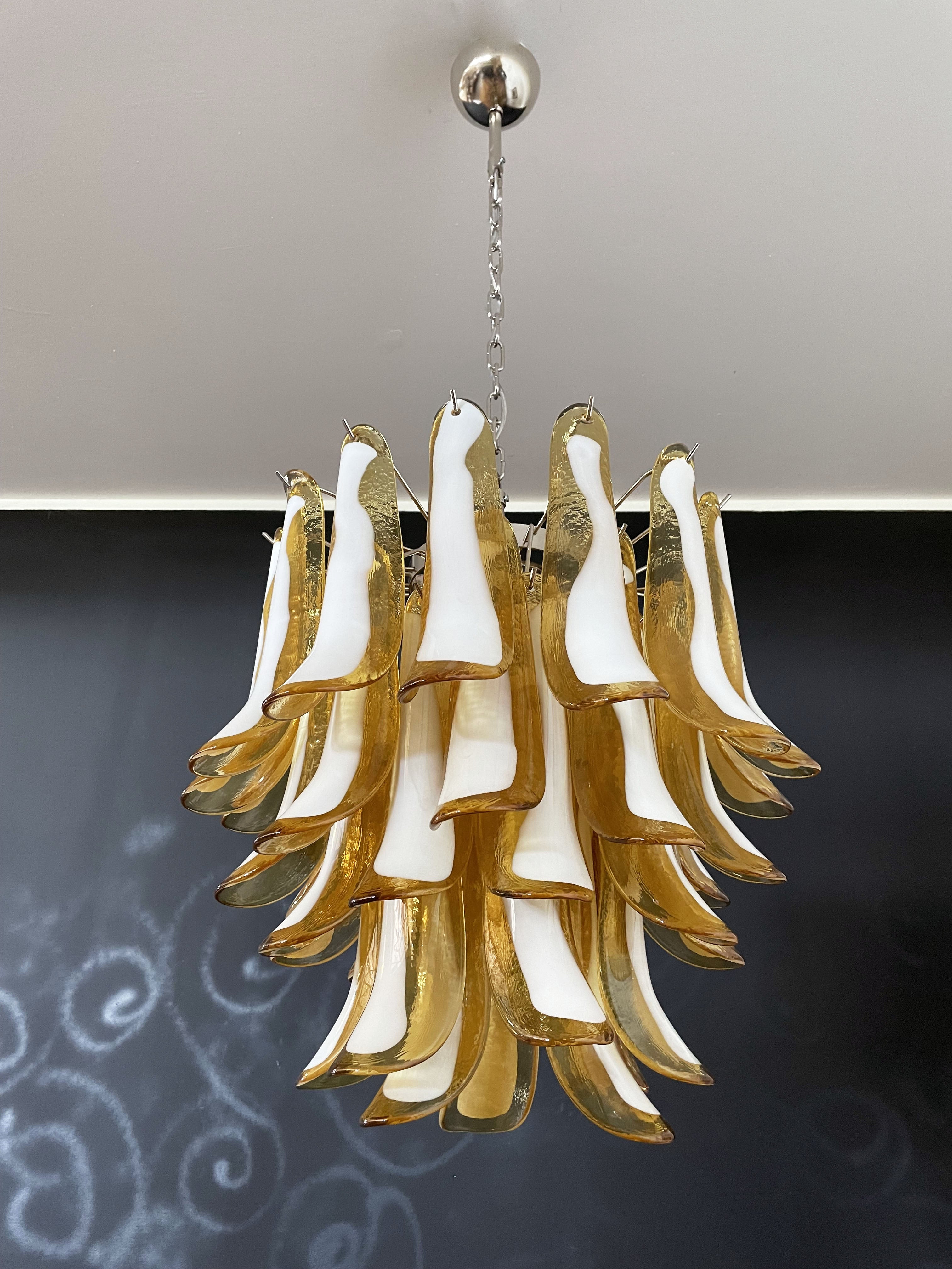 Mid-Century Murano Chandelier | Punto di Luce |  41 Caramel-Colored Petal Glass
