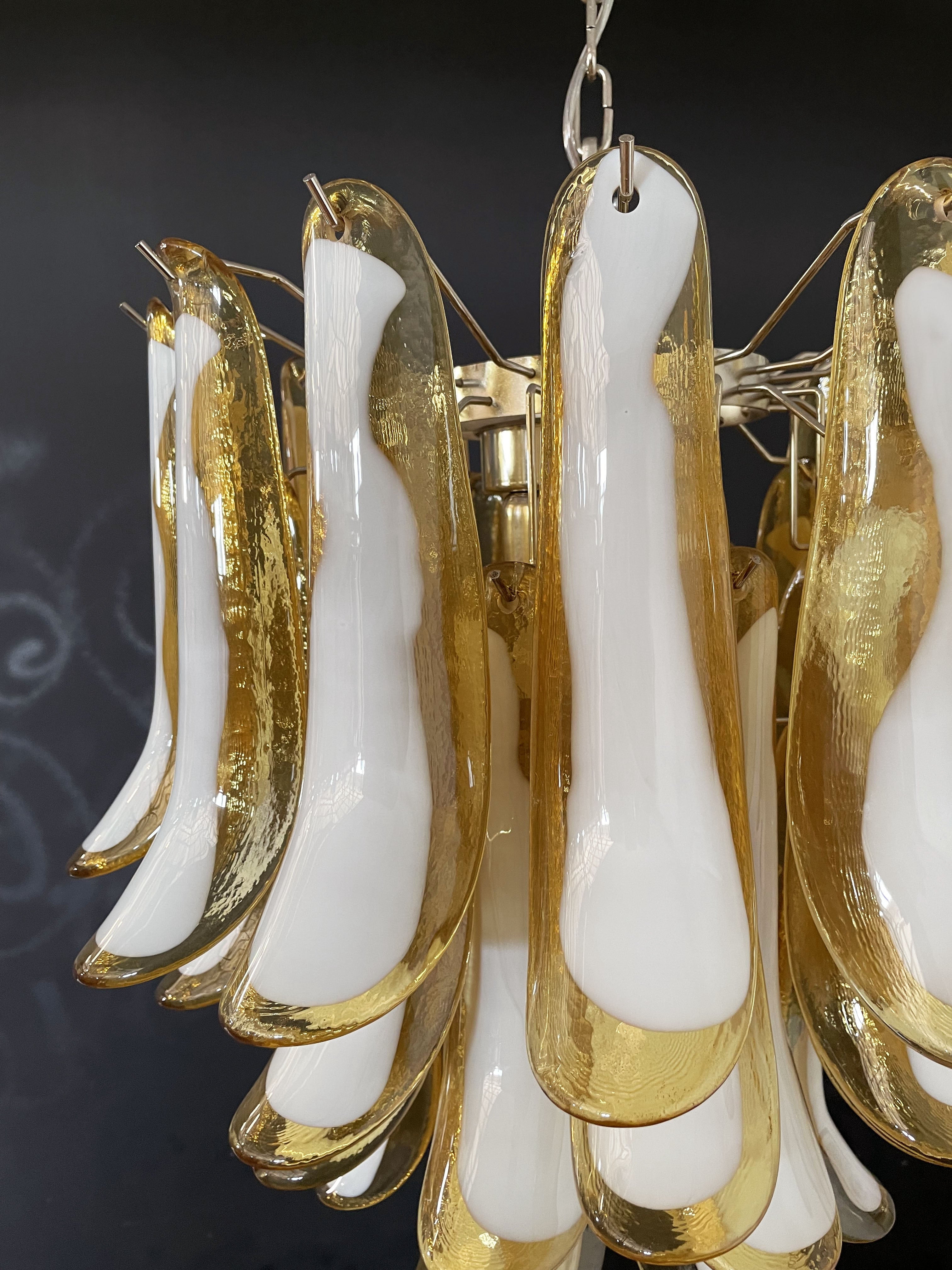 Mid-Century Murano Chandelier | Punto di Luce |  41 Caramel-Colored Petal Glass