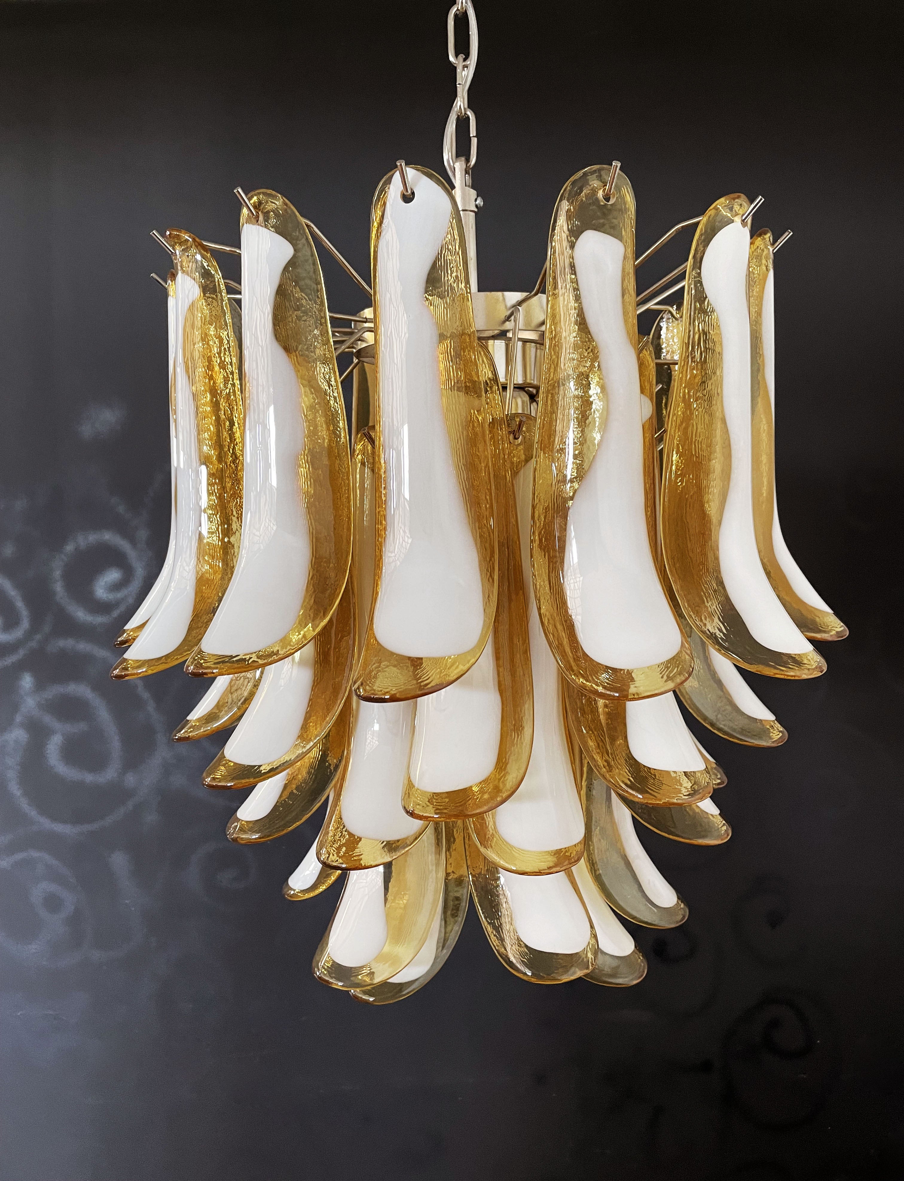 Mid-Century Murano Chandelier | Punto di Luce |  41 Caramel-Colored Petal Glass