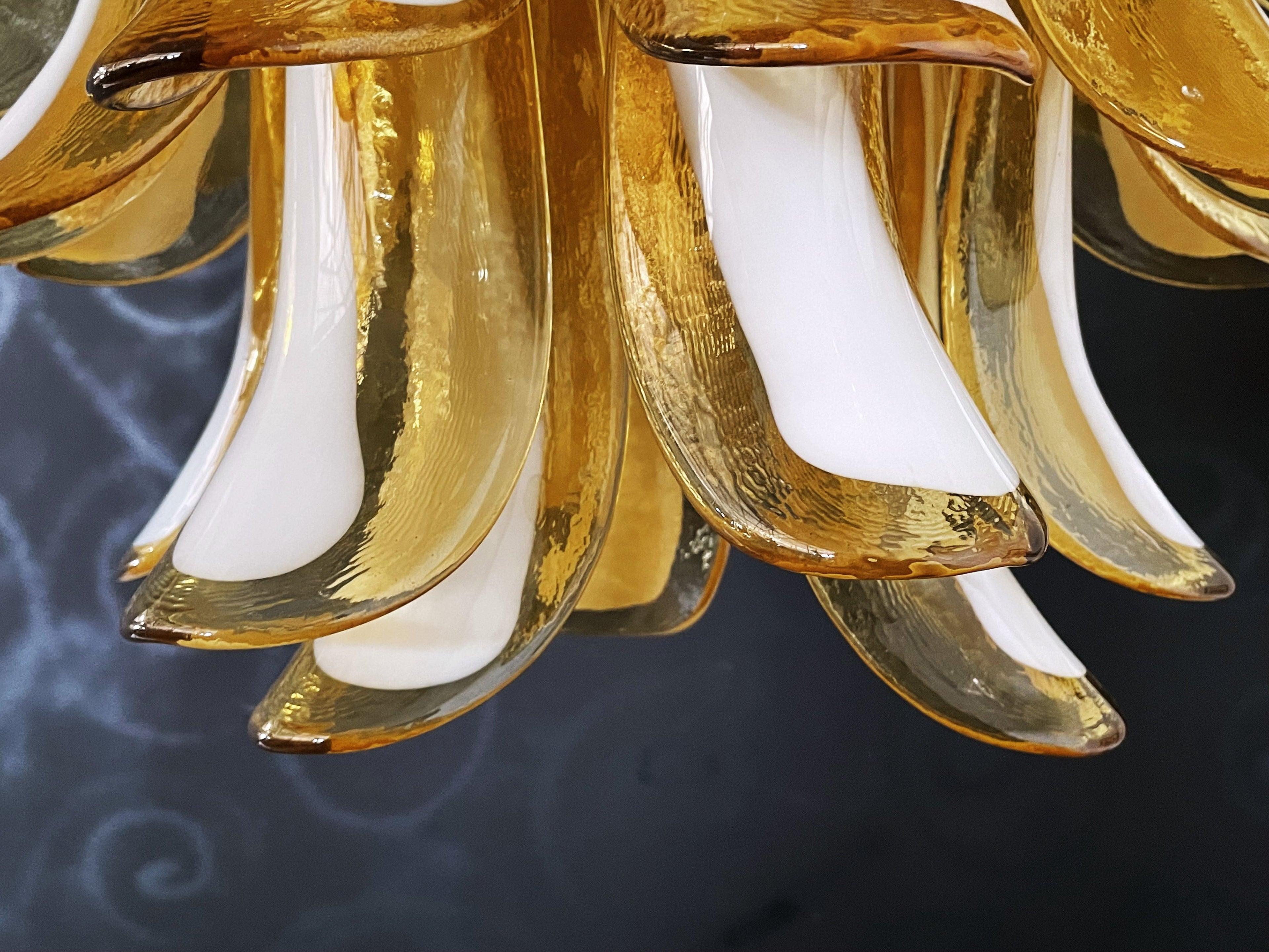 Mid-Century Murano Chandelier | Punto di Luce |  41 Caramel-Colored Petal Glass