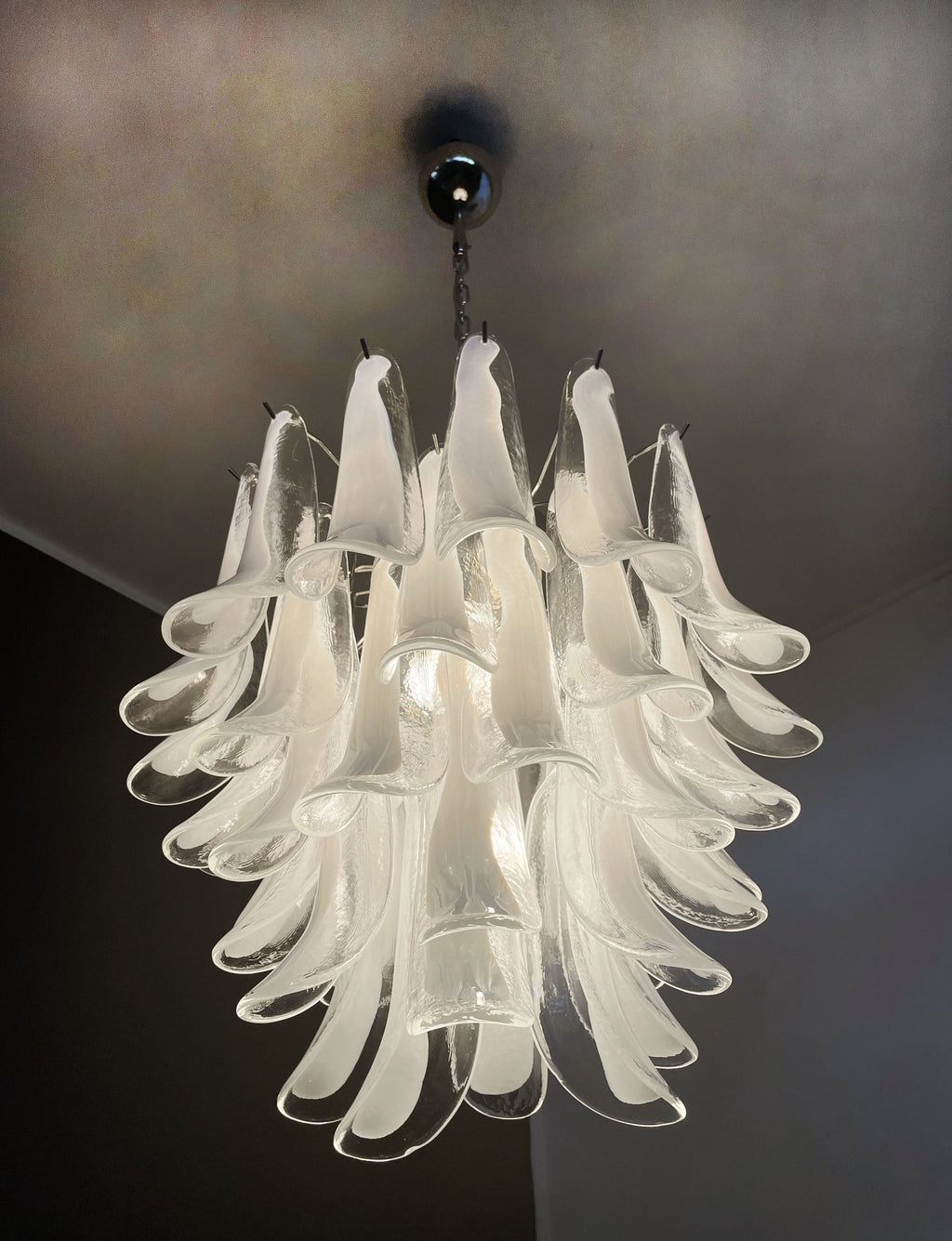 Mid-Century Murano Chandelier | Punto di Luce |  41 Clear Petal Glass