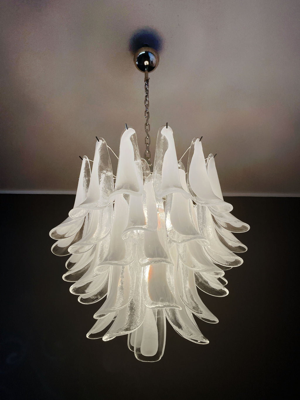 Mid-Century Murano Chandelier | Punto di Luce |  41 Clear Petal Glass